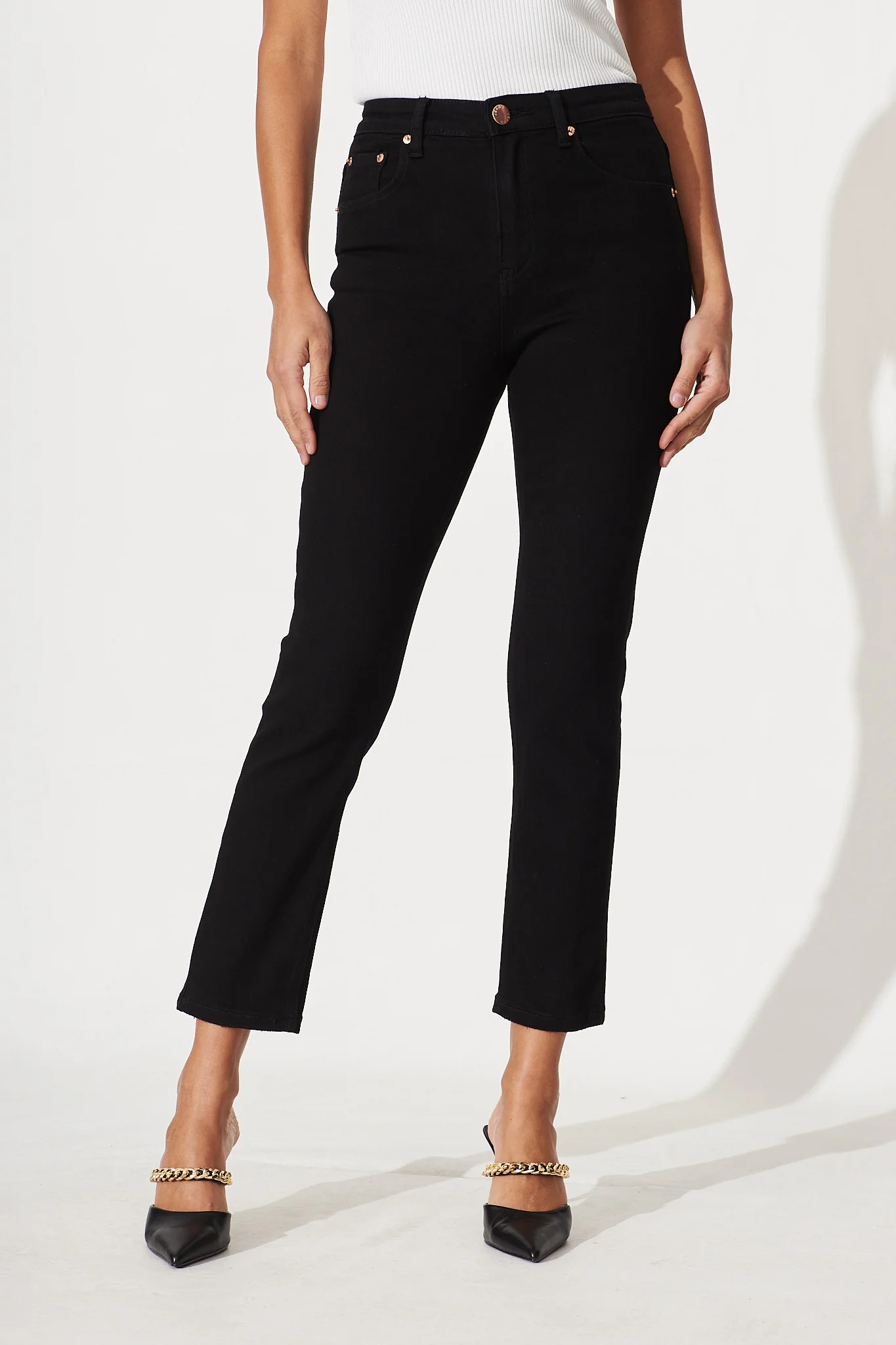 Ace Mid Rise Straight Leg Jean In Black Denim - Image 4