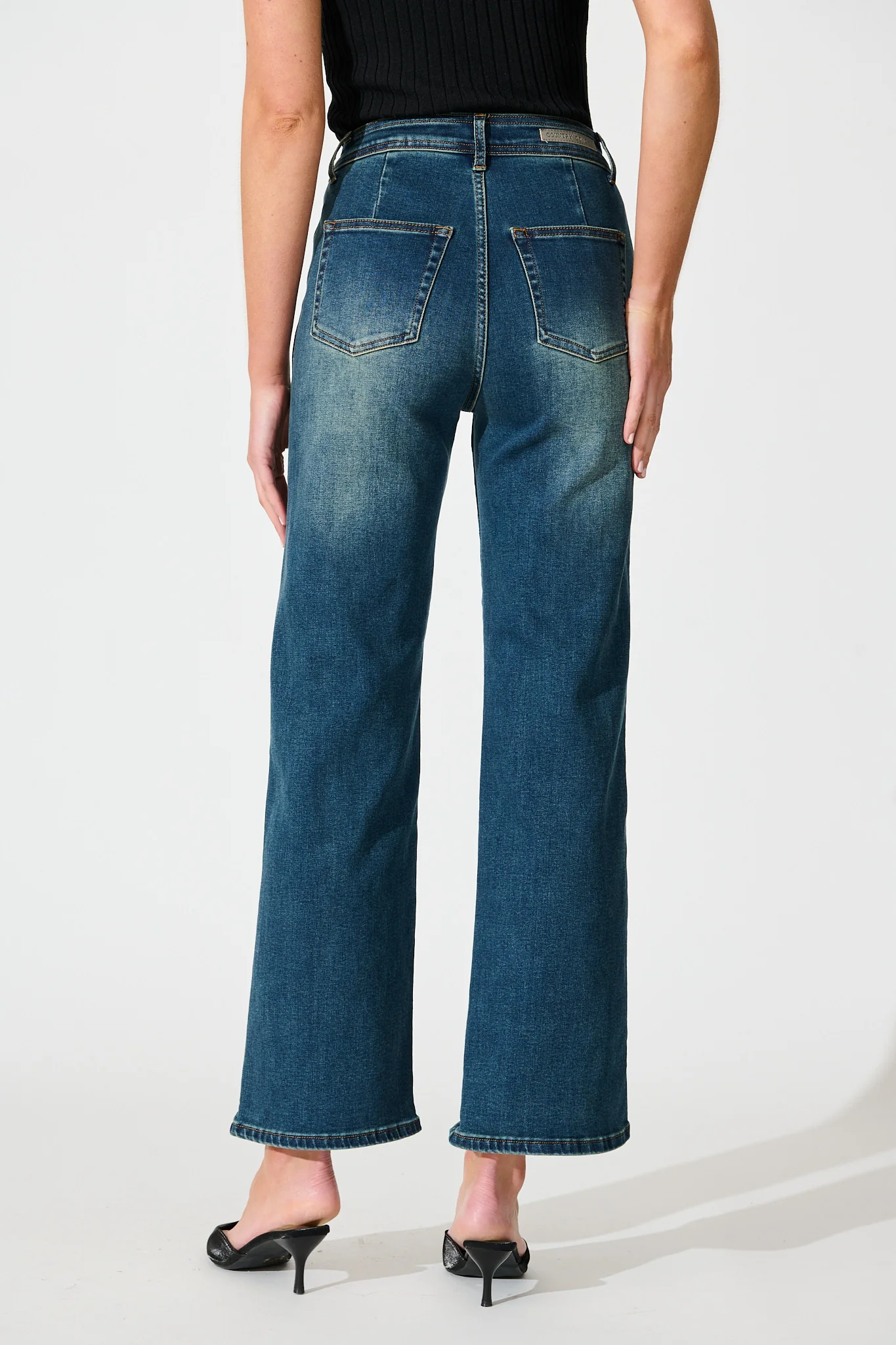 Adele High Rise Straight Leg Jean in Stone Wash Blue - Image 3