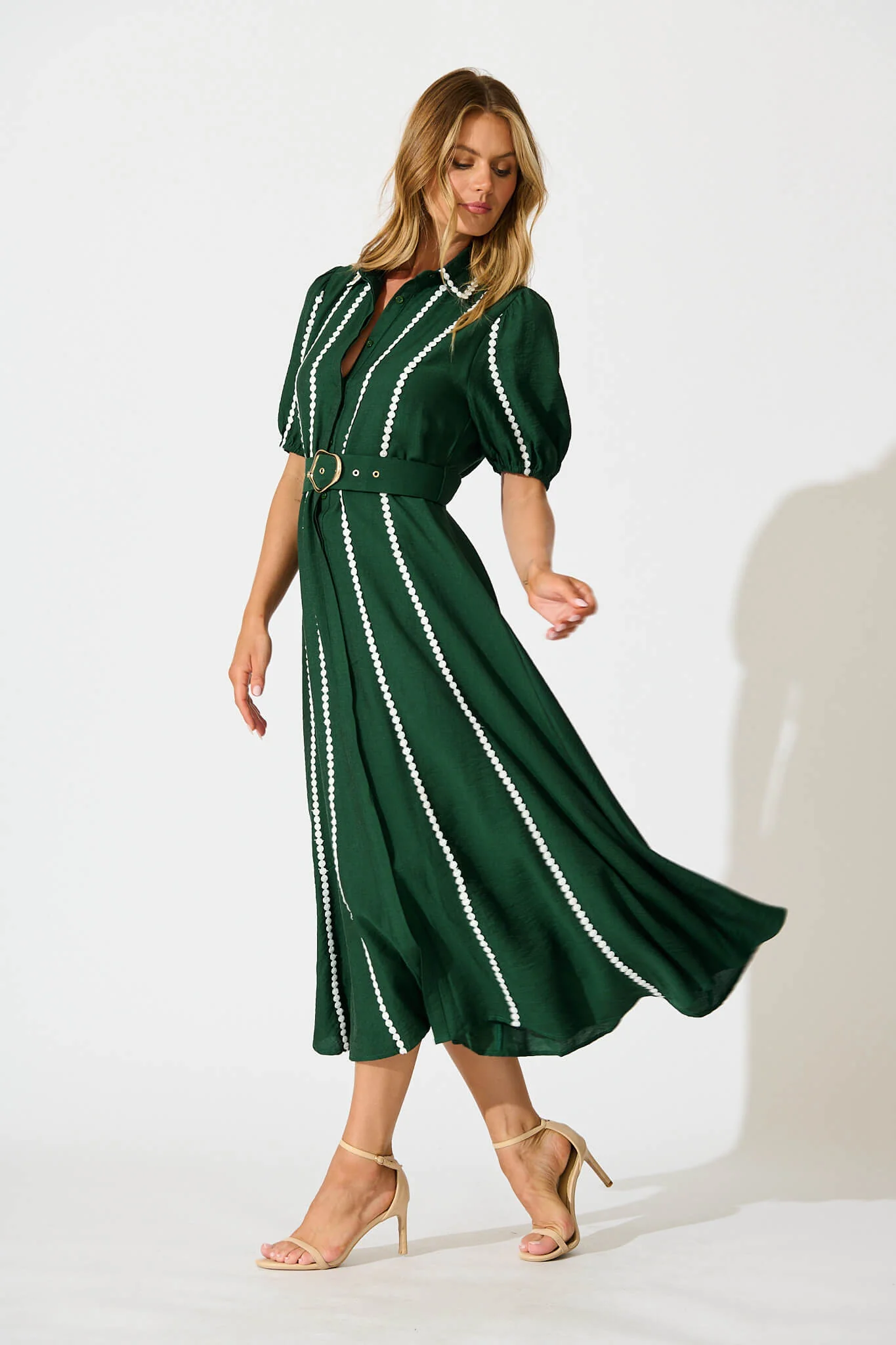 Adore Maxi Shirt Dress in Emerald Green - Image 3
