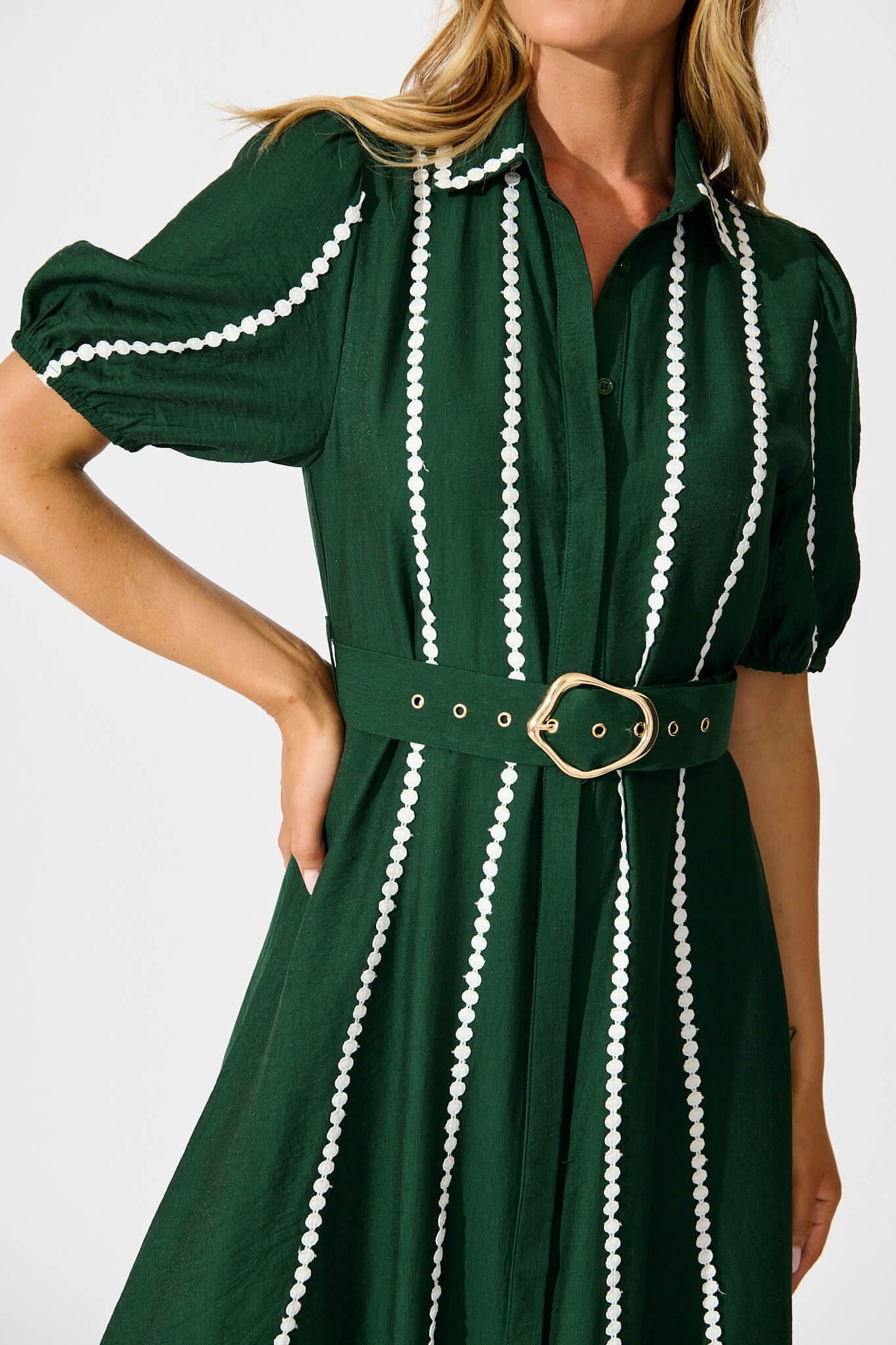 Adore Maxi Shirt Dress in Emerald Green - Image 5