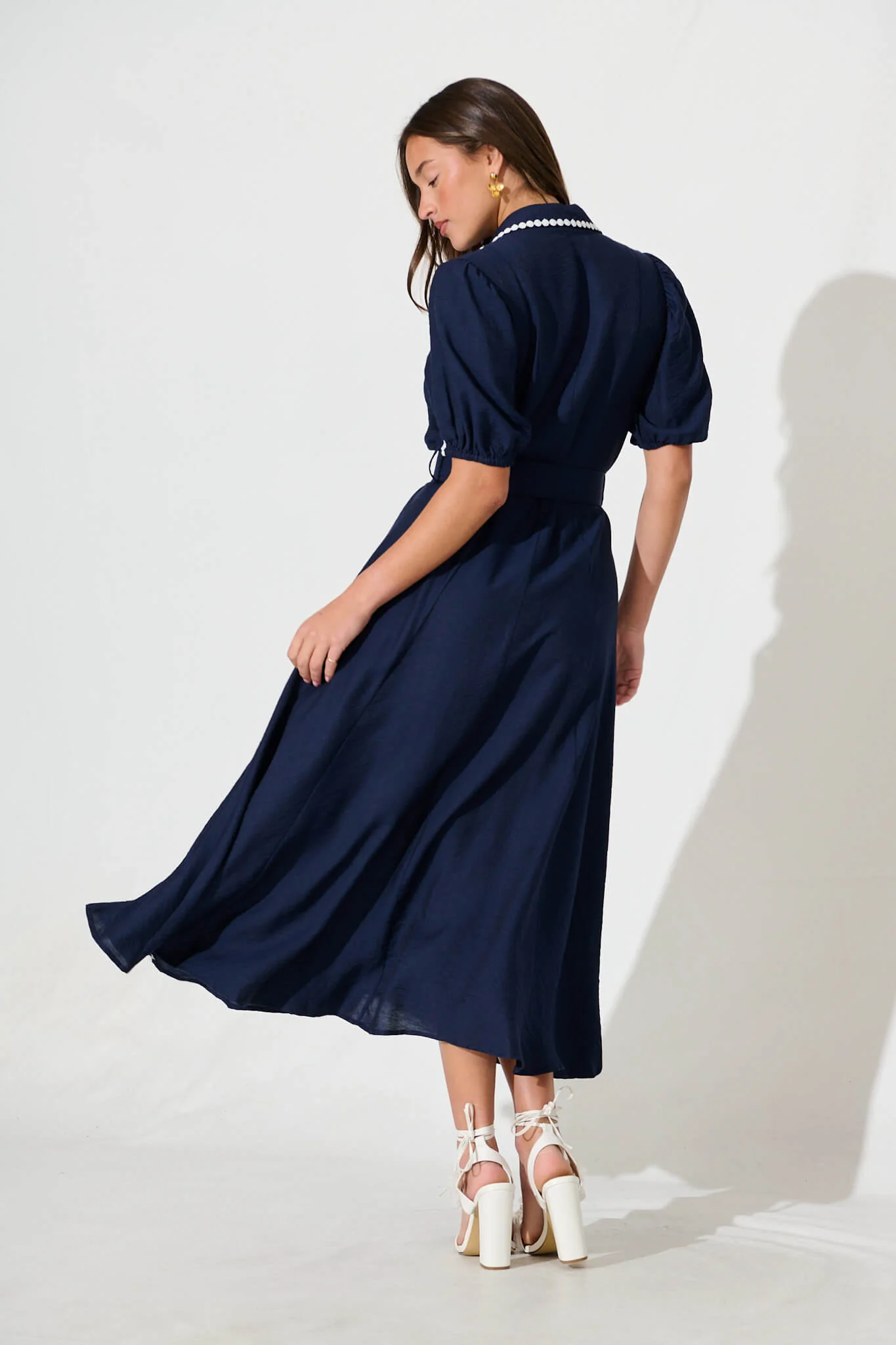Adore Maxi Shirt Dress in Navy - Image 4