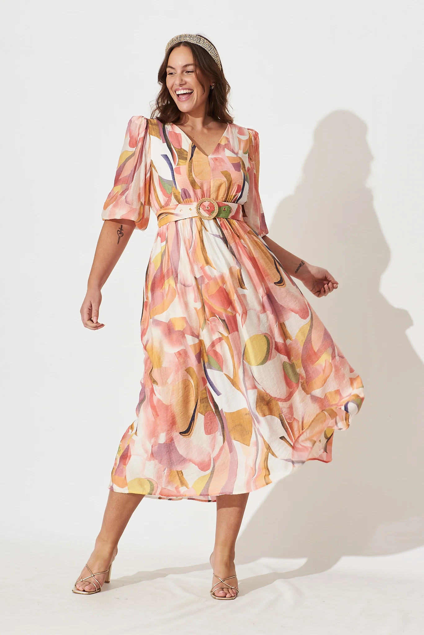 Adrina Maxi Dress In White With Multi Floral - Image 7