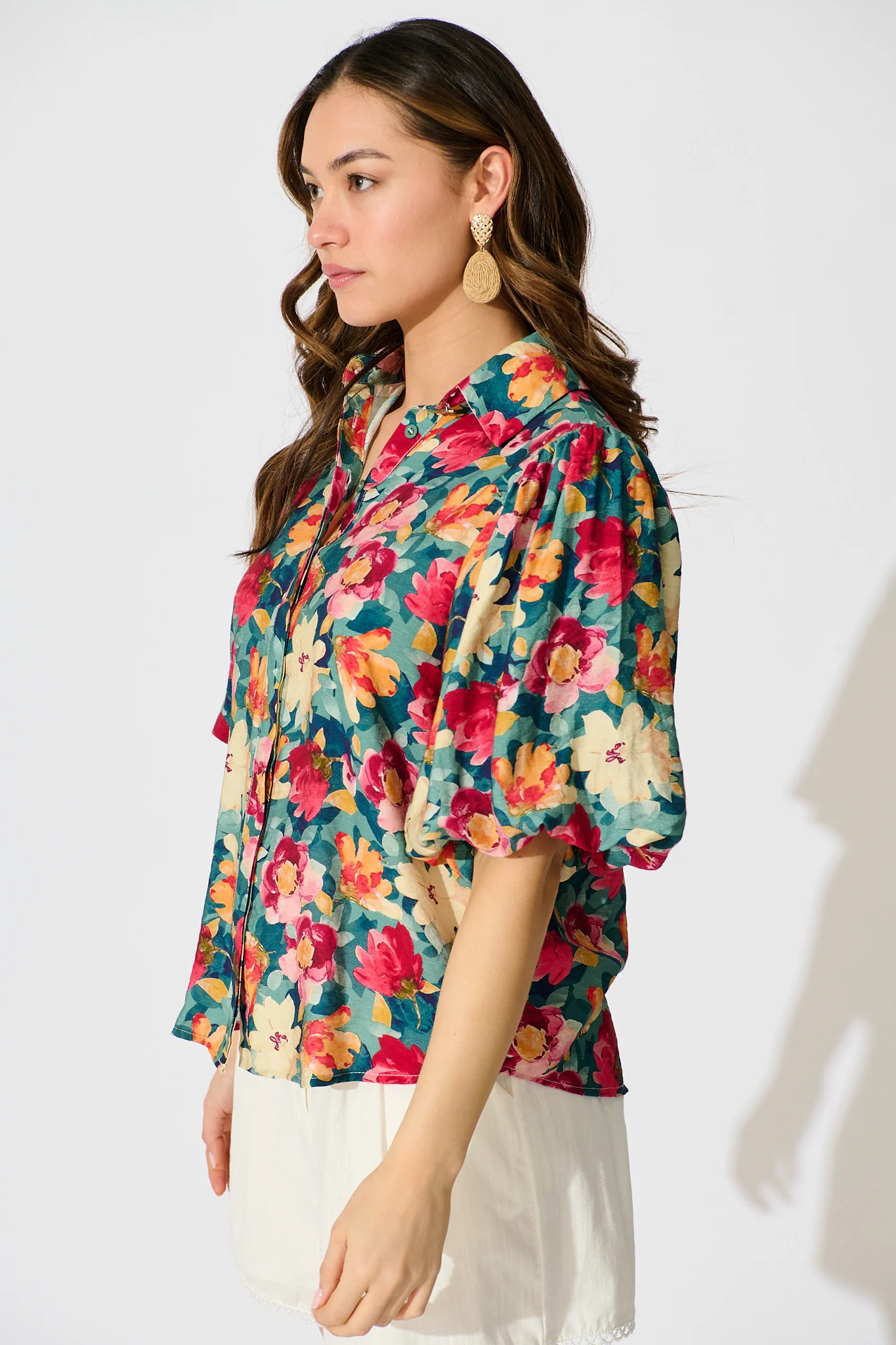 Aeryn Shirt in Jade Floral Print - Image 4