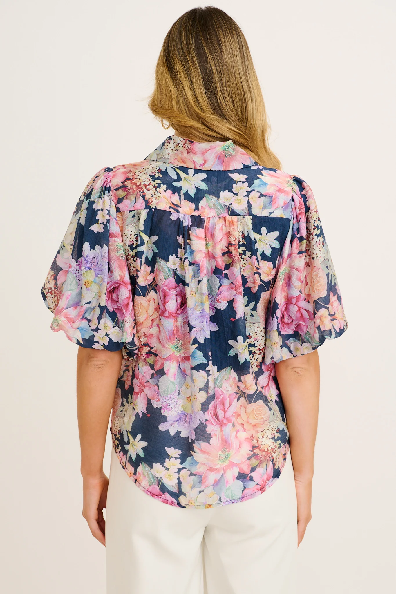 Aeryn Shirt in Navy with Multi Floral - Image 3