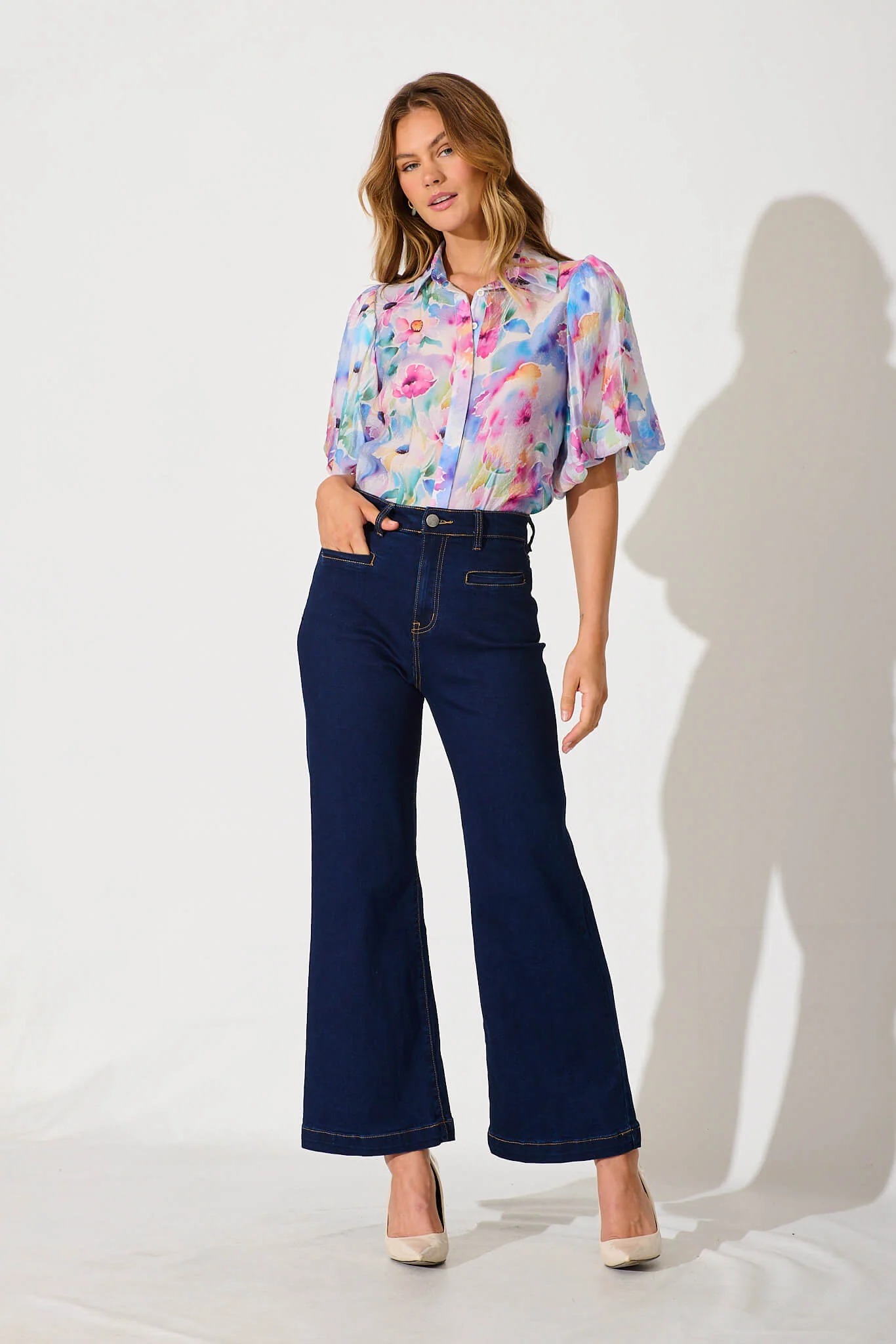 Aeryn Shirt In Pastel Watercolour Floral - Image 12