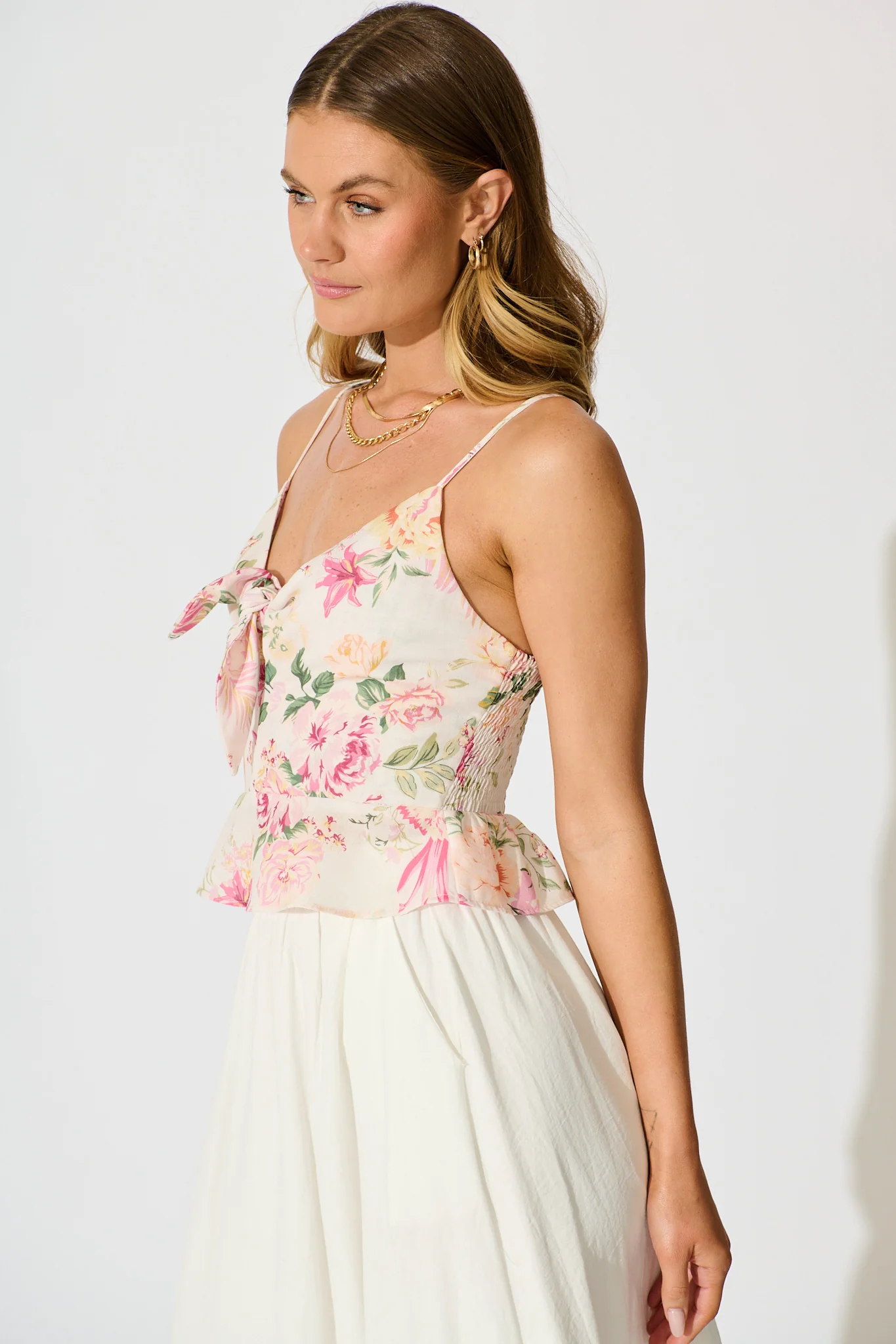 Aesha Top in Pink Floral Linen Blend - Image 2