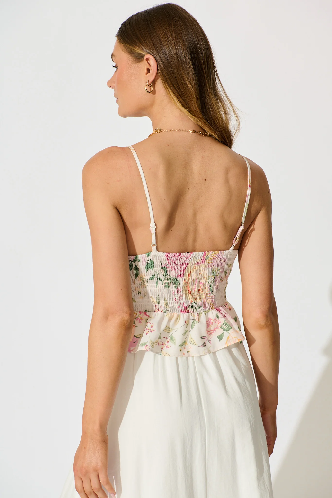 Aesha Top in Pink Floral Linen Blend - Image 3