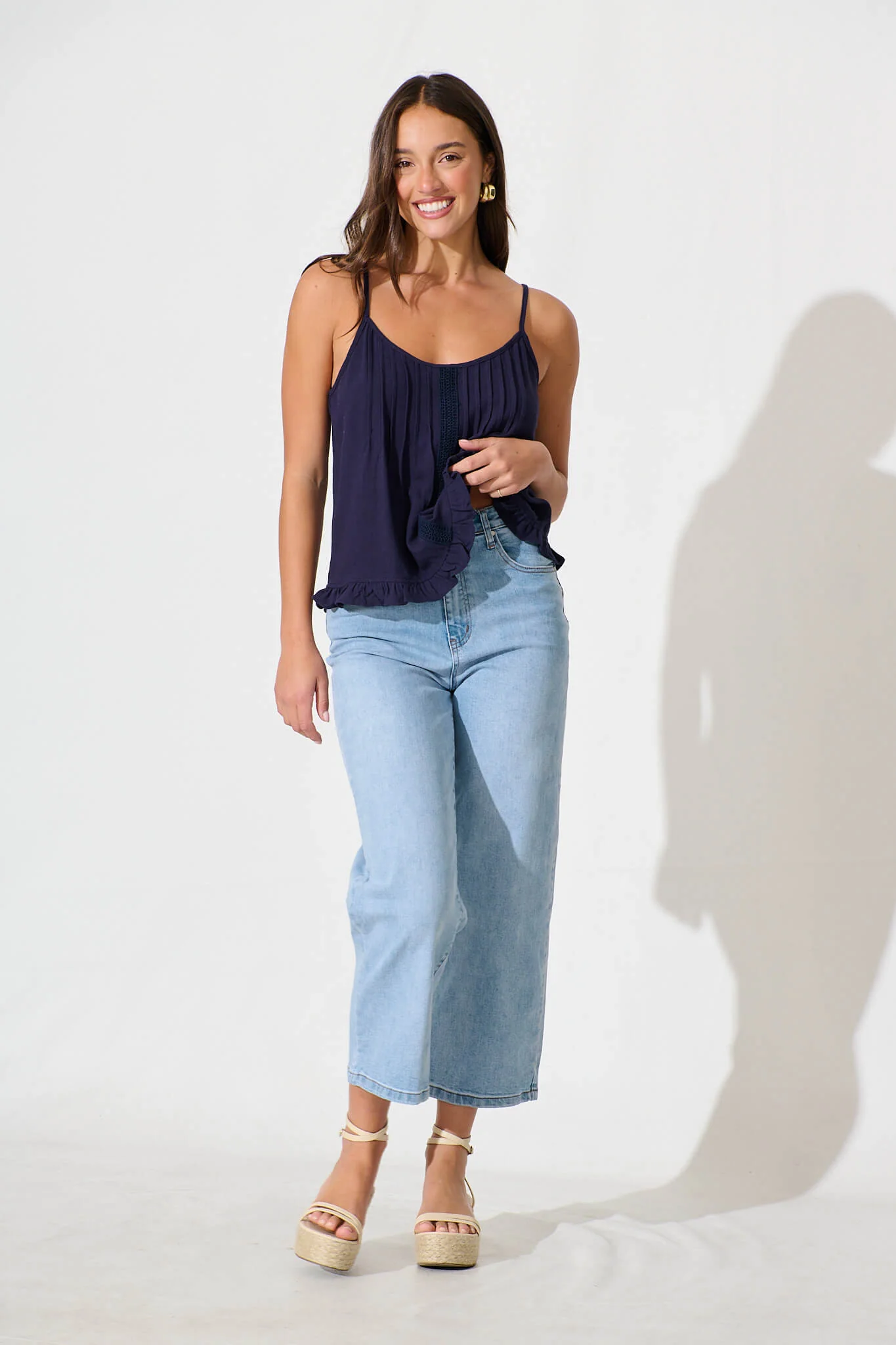 Aidy High Rise Relaxed Leg Crop Jean in Light Blue Denim - Image 4