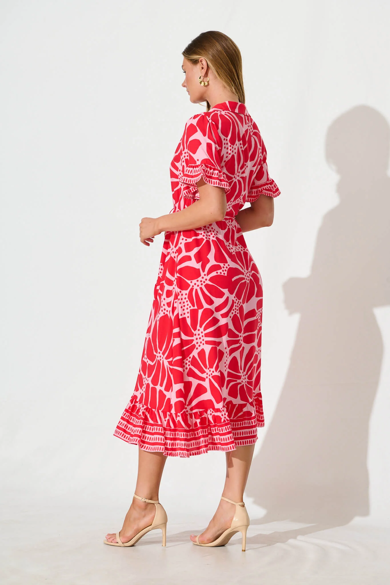 Aiken Midi Dress in Pink and Red Floral - Image 4