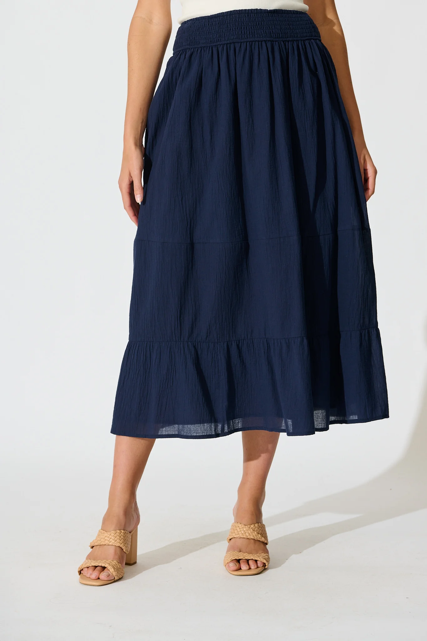 Aina Maxi Skirt in Navy Cotton