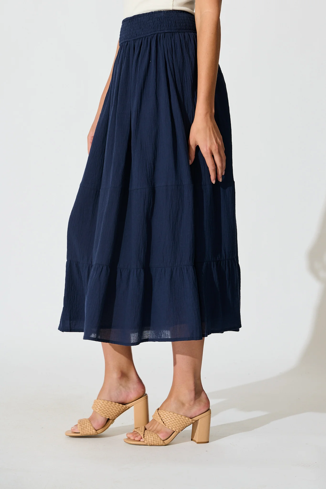 Aina Maxi Skirt in Navy Cotton - Image 2