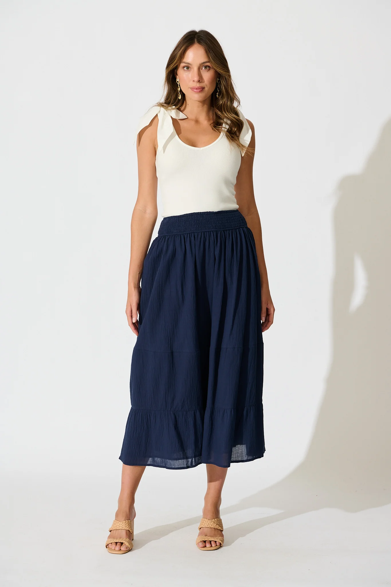 Aina Maxi Skirt in Navy Cotton - Image 4