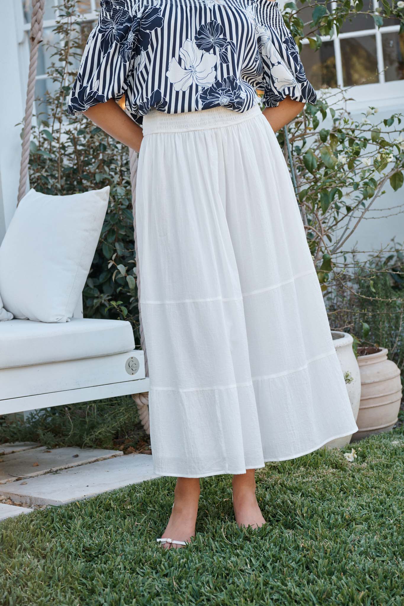 Aina Maxi Skirt in White Cotton - Image 7