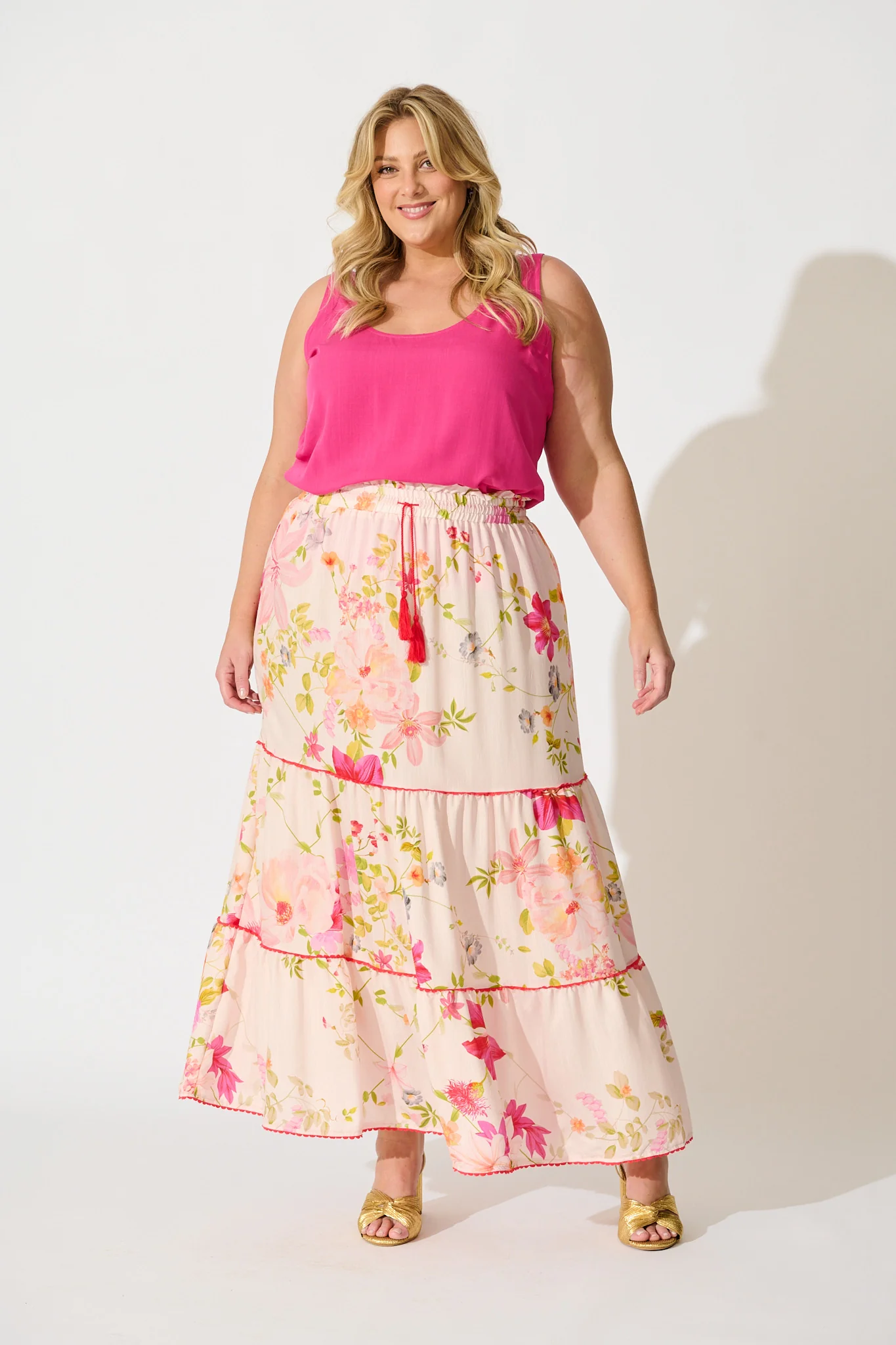 Aino Maxi Skirt in Light Blush Floral - Image 7