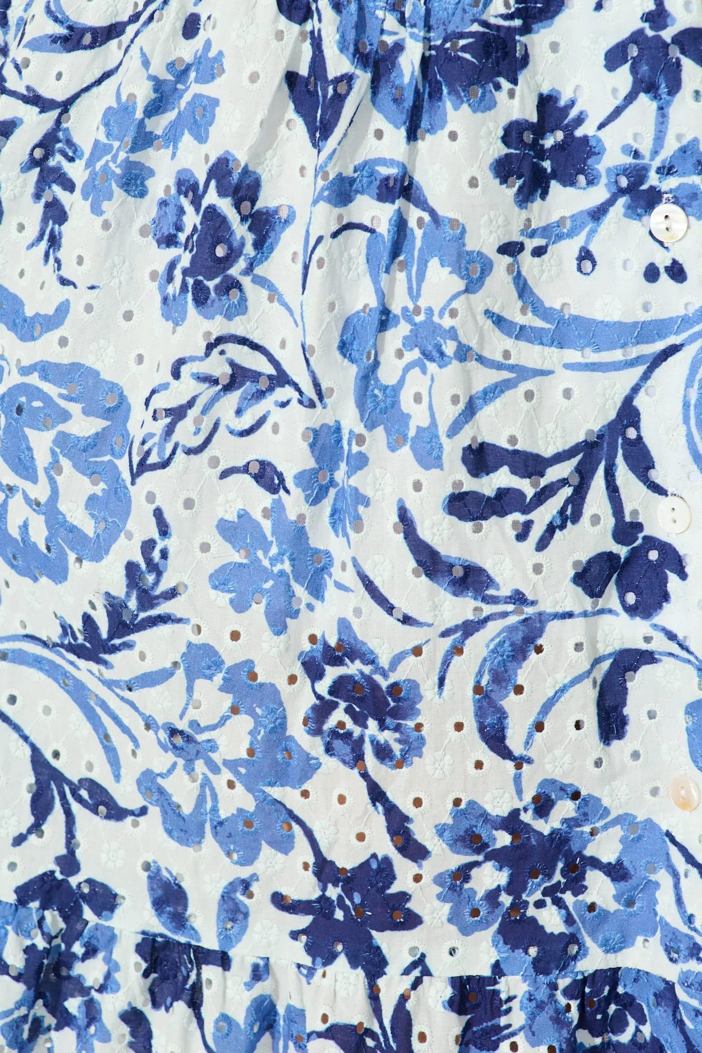 Airlie Midi Shirt Dress in White with Blue Floral Embroidery - Image 6