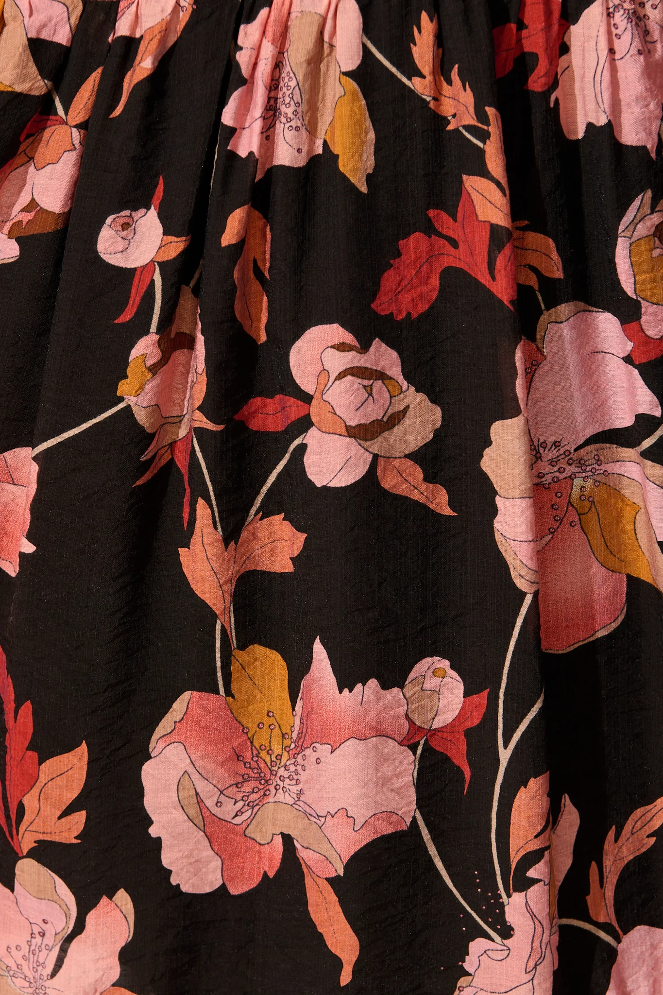Alaina Maxi Shirt Dress in Black Floral with Black Lace Trim - Image 6