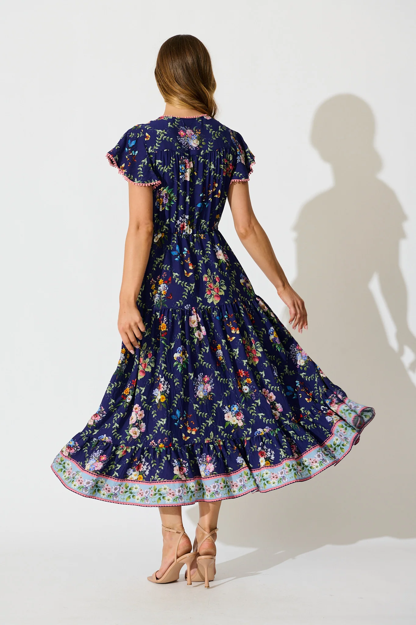 Alice Maxi Dress in Navy with Multi Floral Boho Print - Image 4