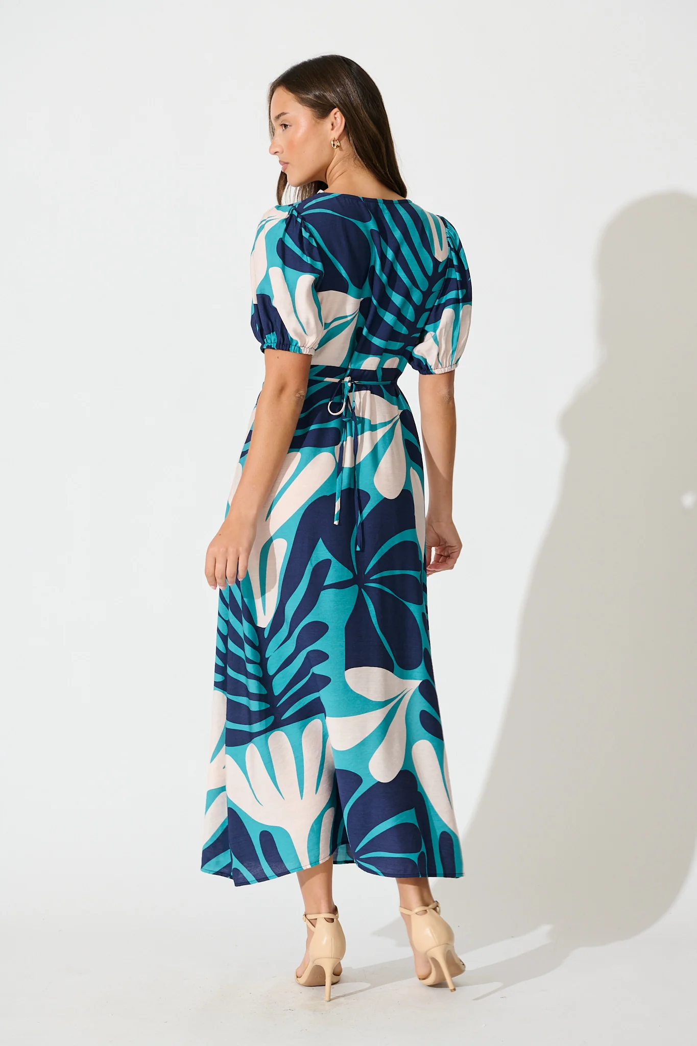 Allegra Maxi Dress in Multi Blue Print - Image 4