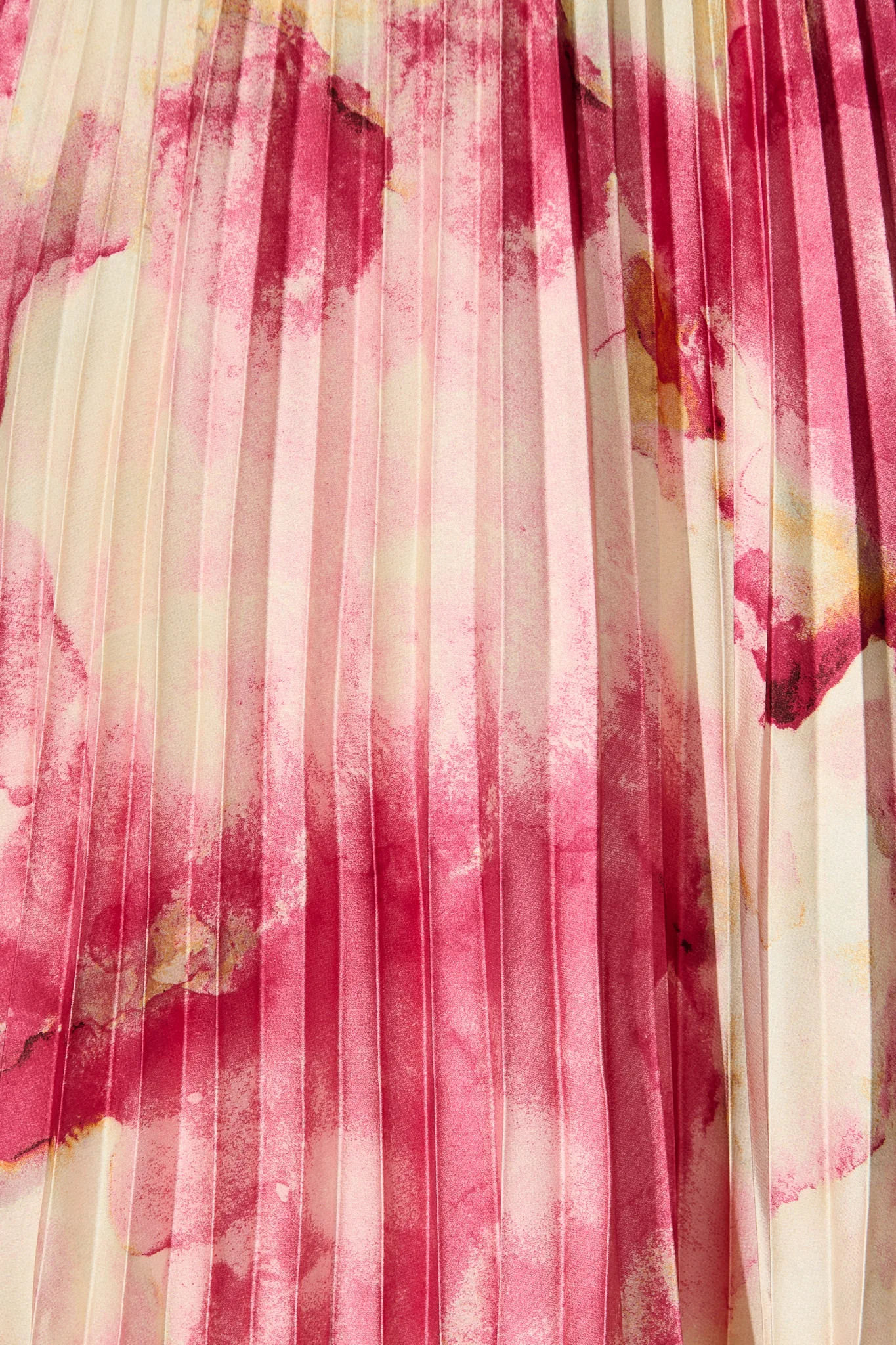 Allison Midi Pleat Skirt in Magenta Watercolour Satin - Image 6