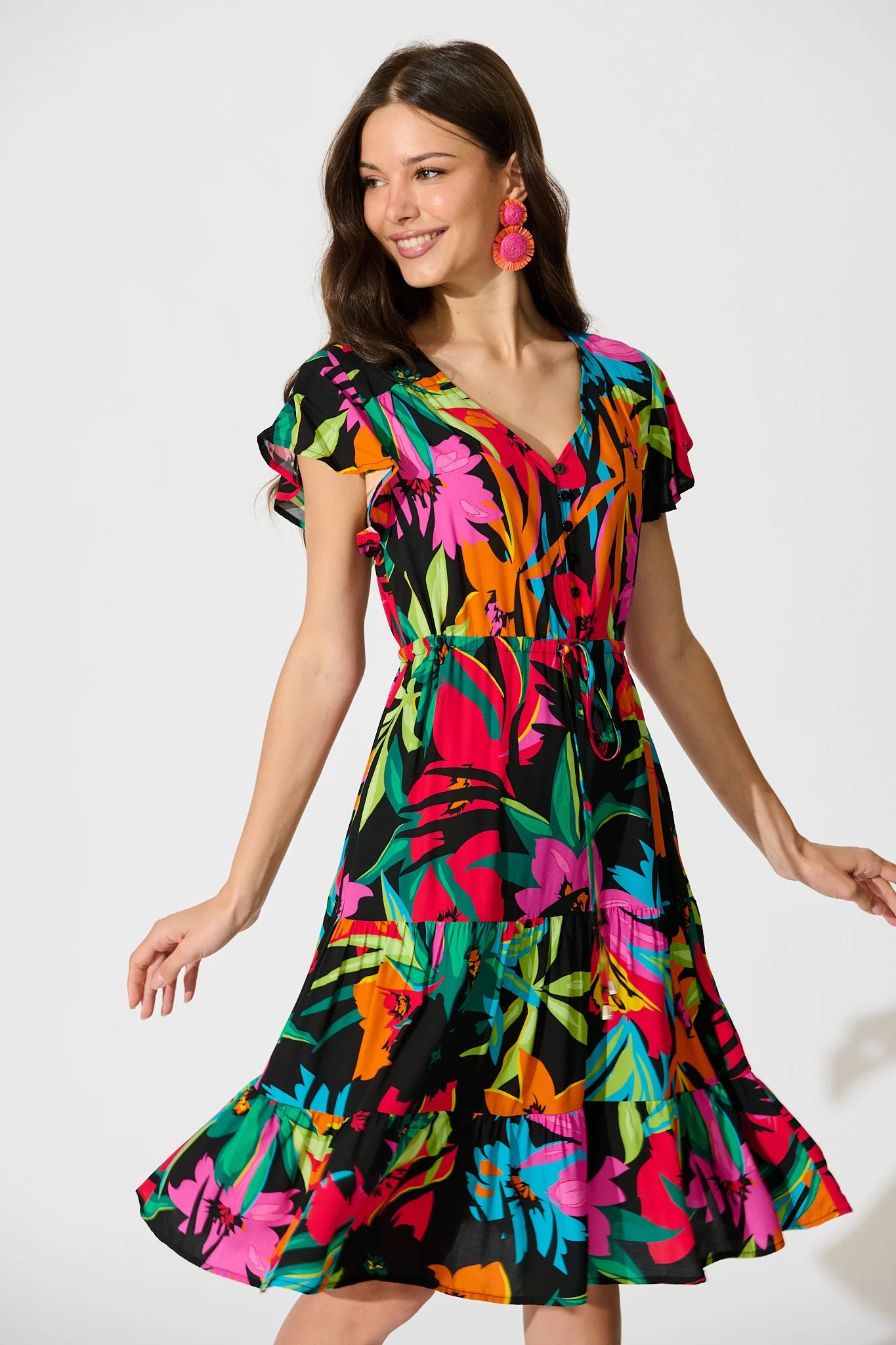 Allyza Dress in Black Multi Floral - Image 2