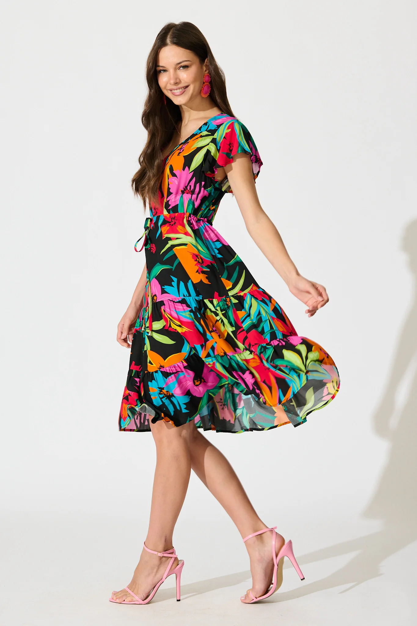 Allyza Dress in Black Multi Floral - Image 3