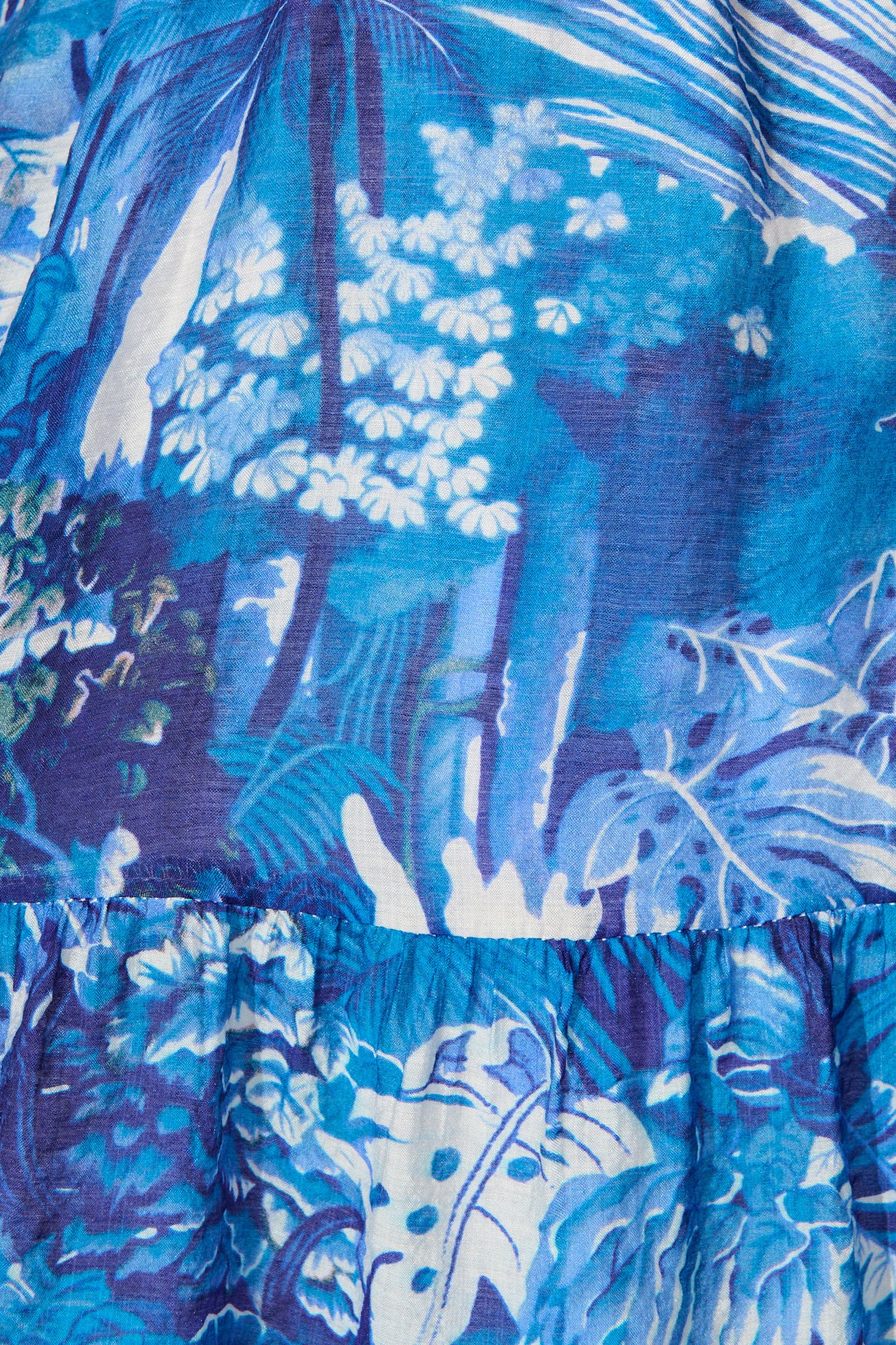 Allyza Dress in in Blue and White Leaf Cotton Blend - Image 6