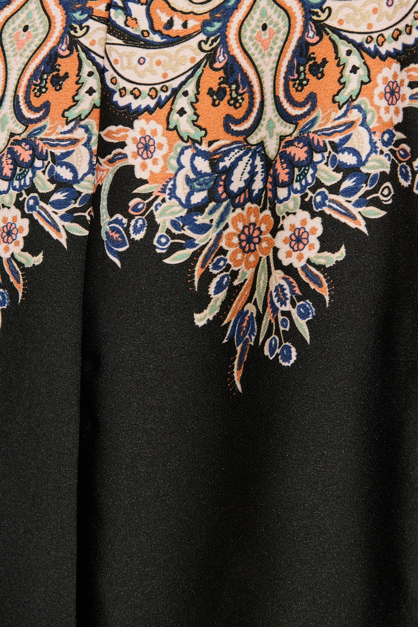 Alvana Midi Shirt Dress in Black and Multi Print Satin - Image 6