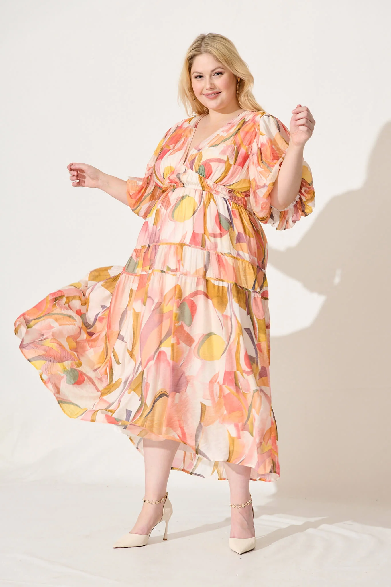 Amalie Midi Dress In White With Multi Floral - Image 6