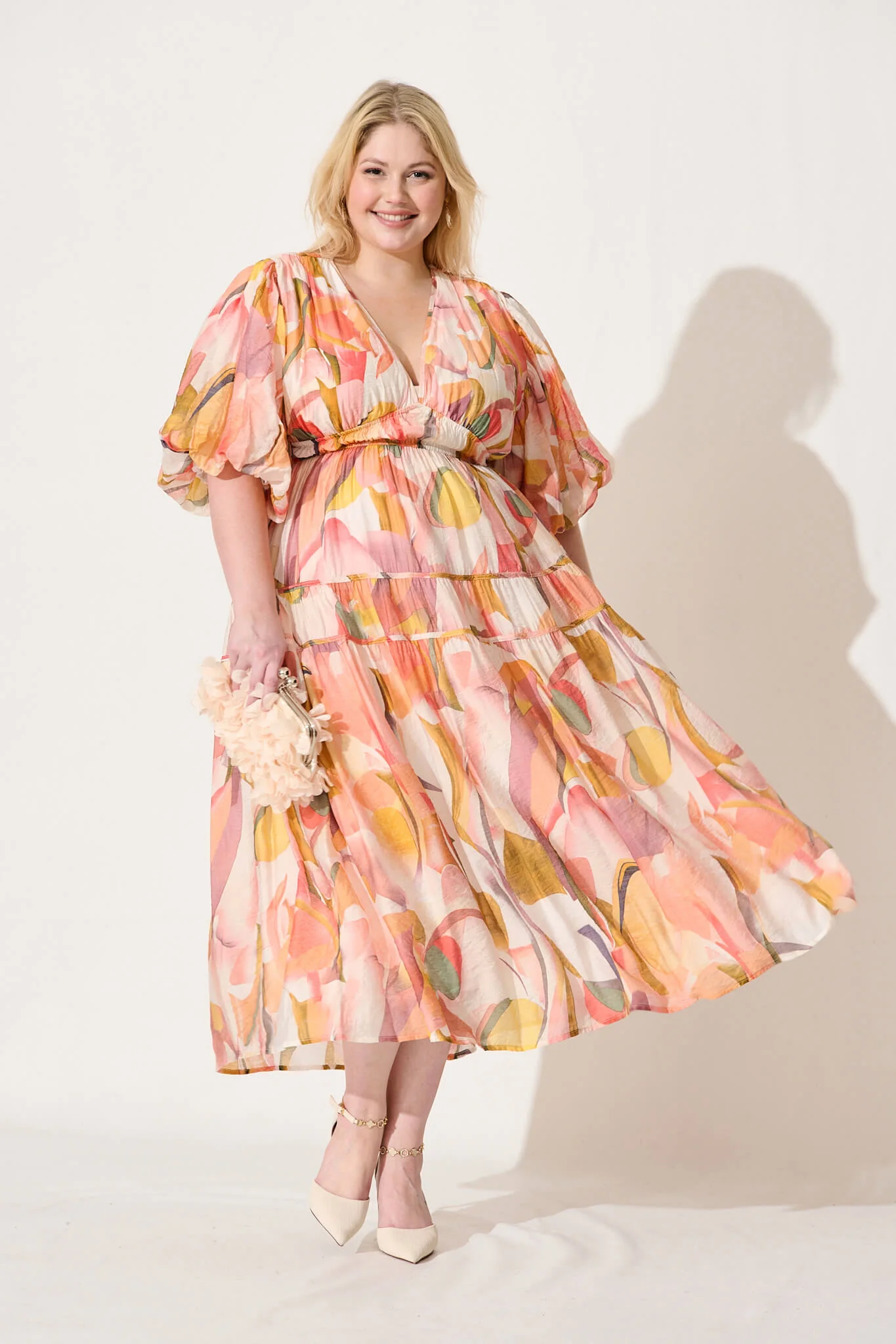 Amalie Midi Dress In White With Multi Floral - Image 7