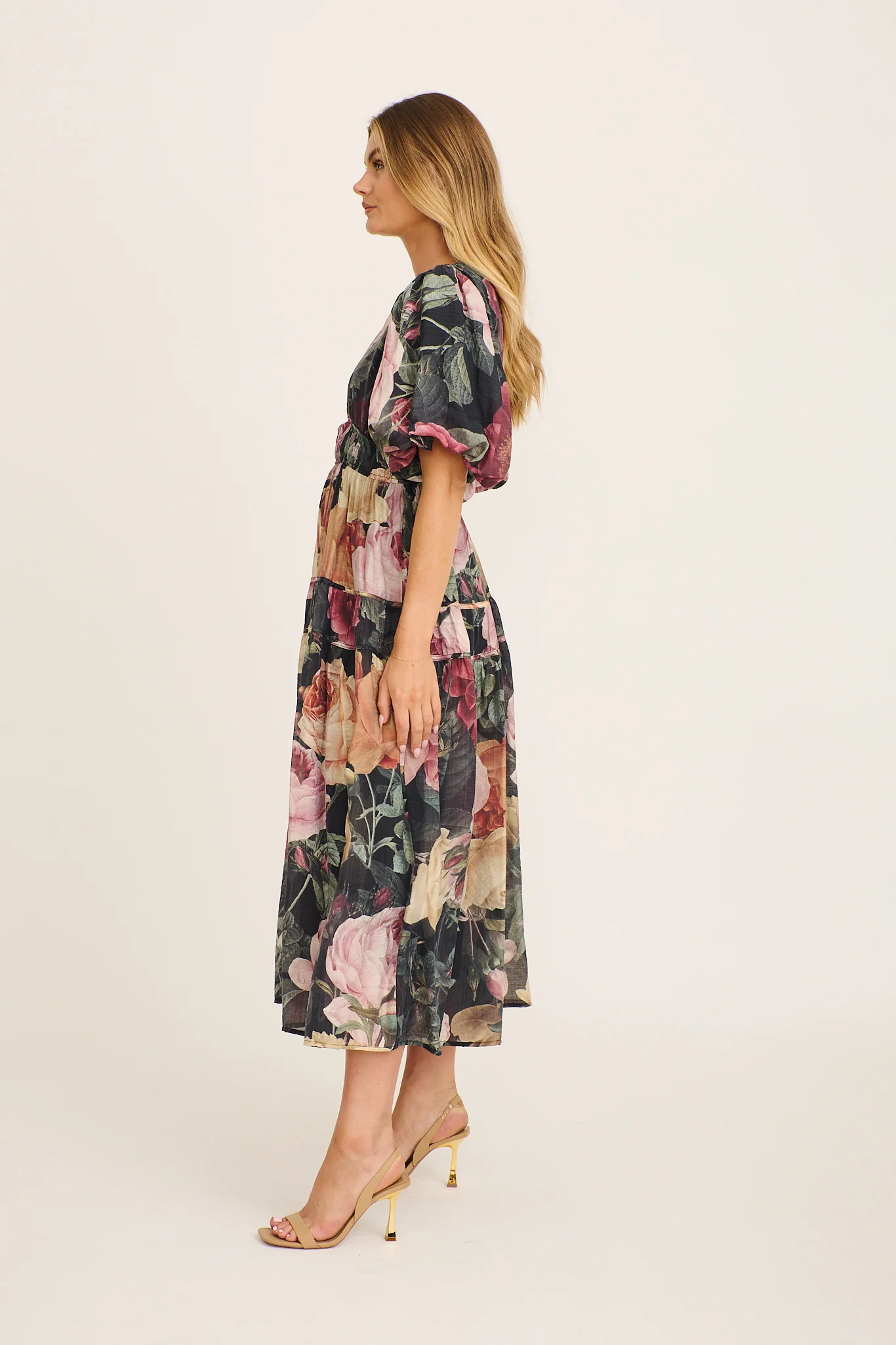 Amalie Midi Dress in Dark Multi Floral - Image 3