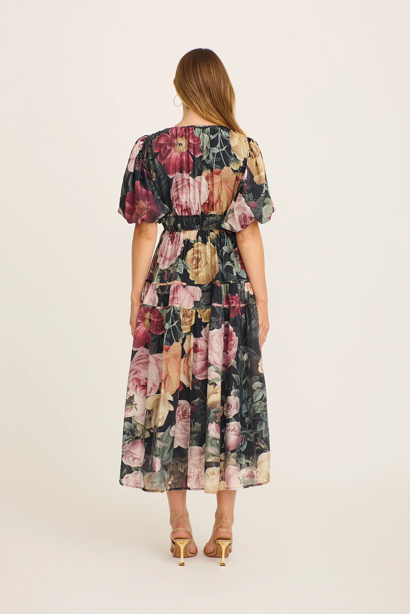 Amalie Midi Dress in Dark Multi Floral - Image 4