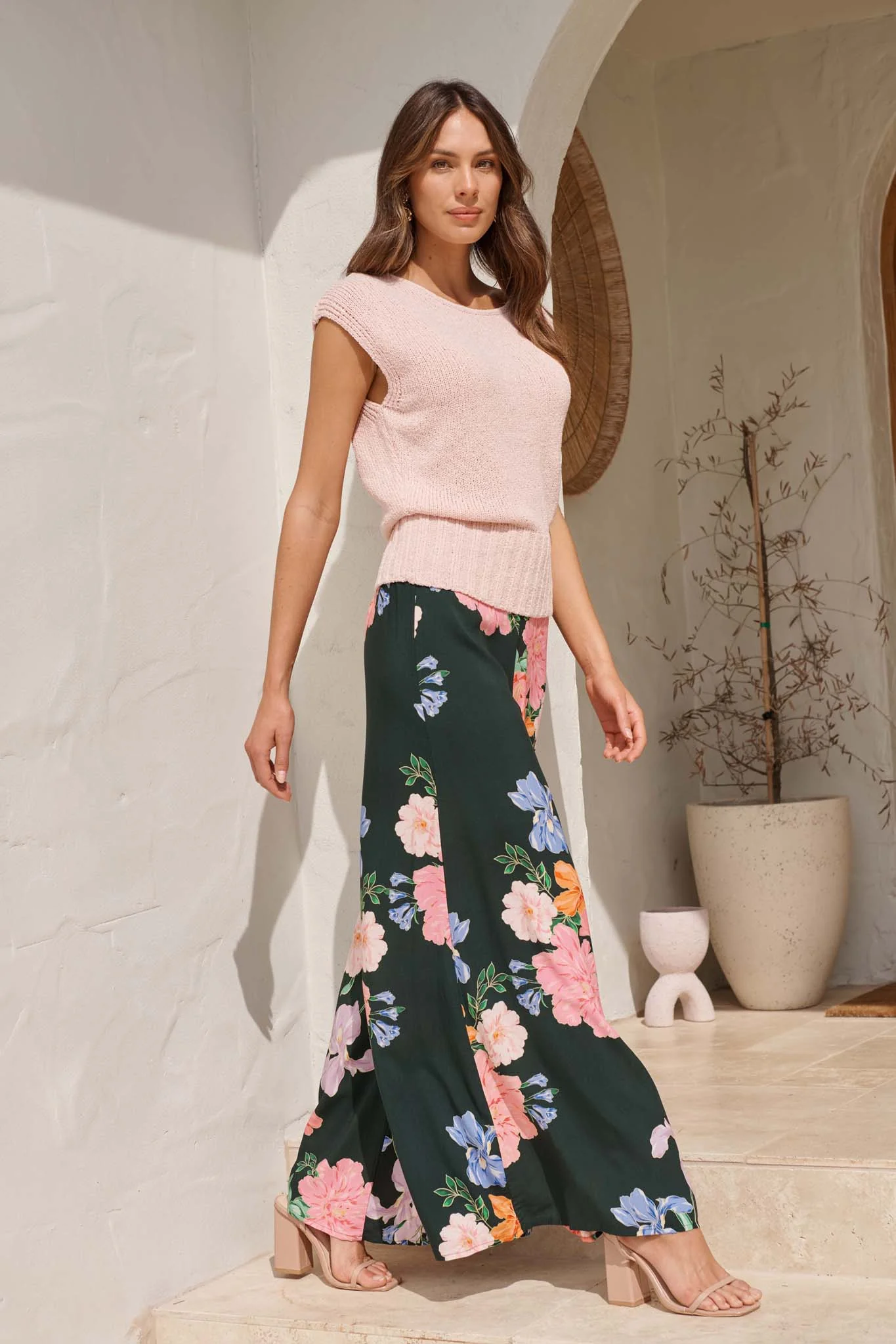 Amara Garden Pant in Green with Multi Floral - Image 9