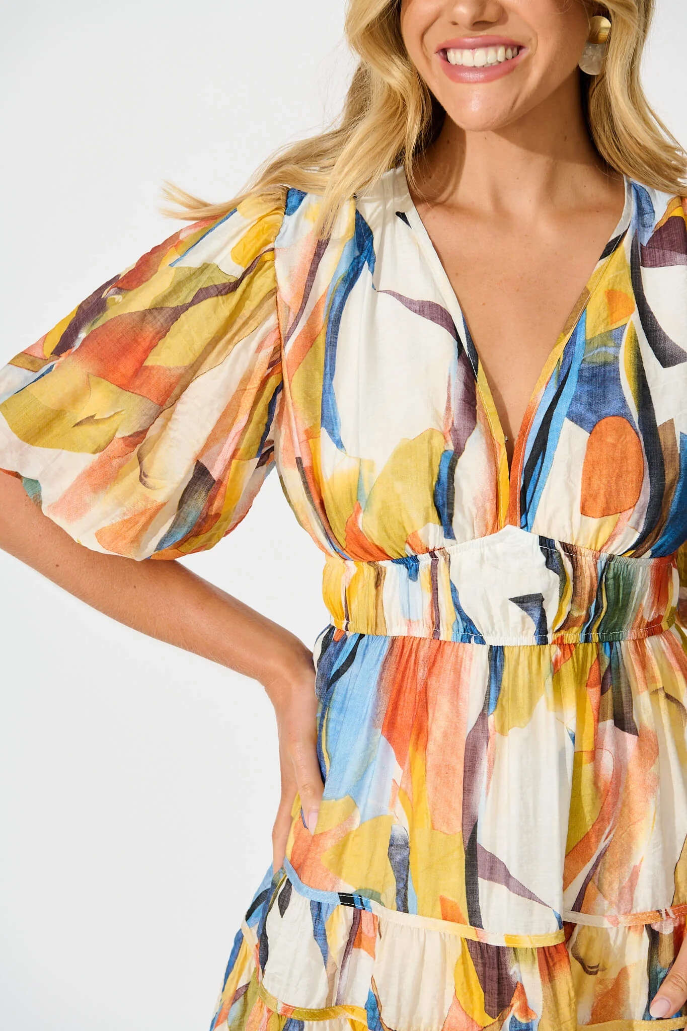 Amarusso Dress in White with Multi Print - Image 5
