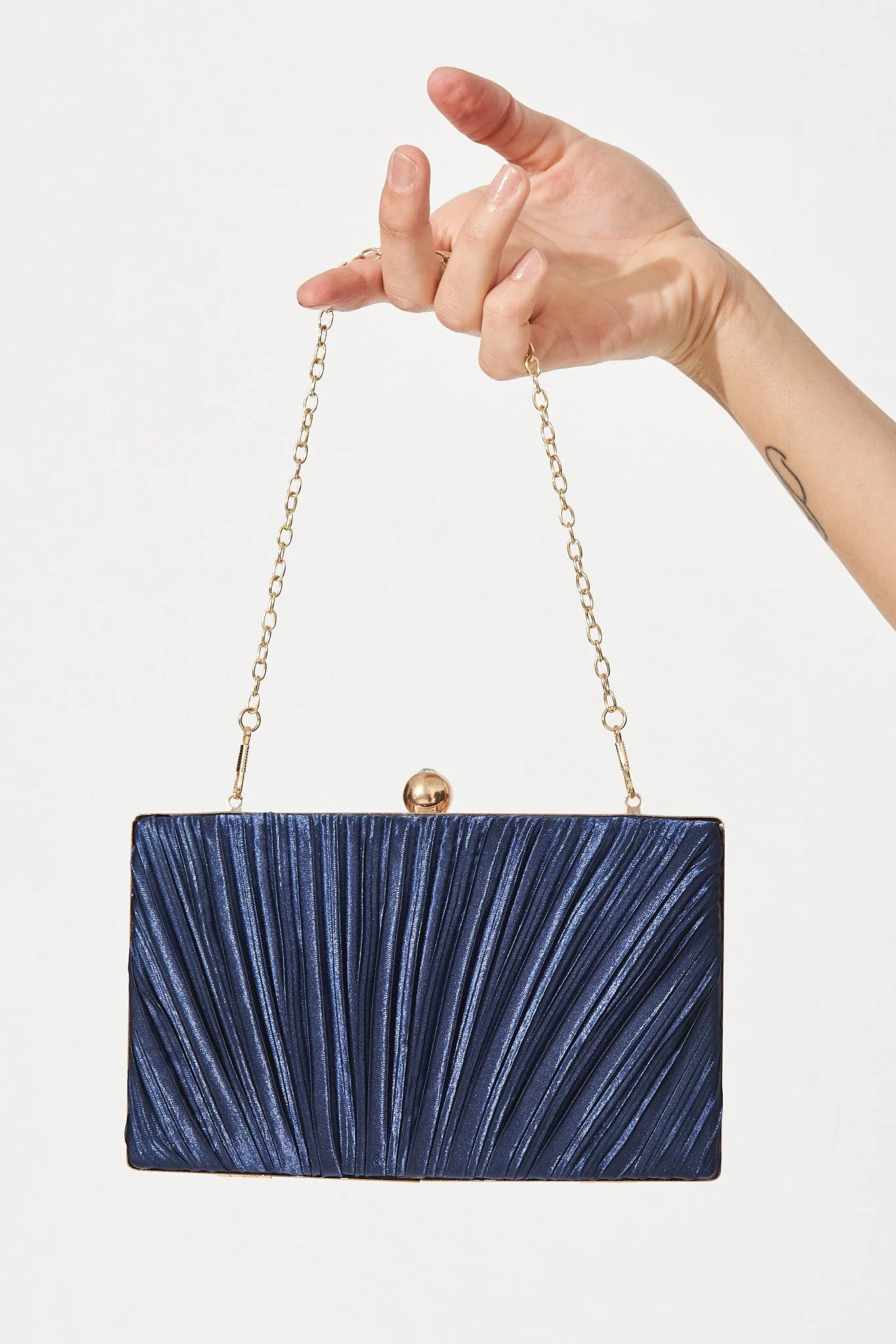 Amina Clutch Bag In Navy - Image 4