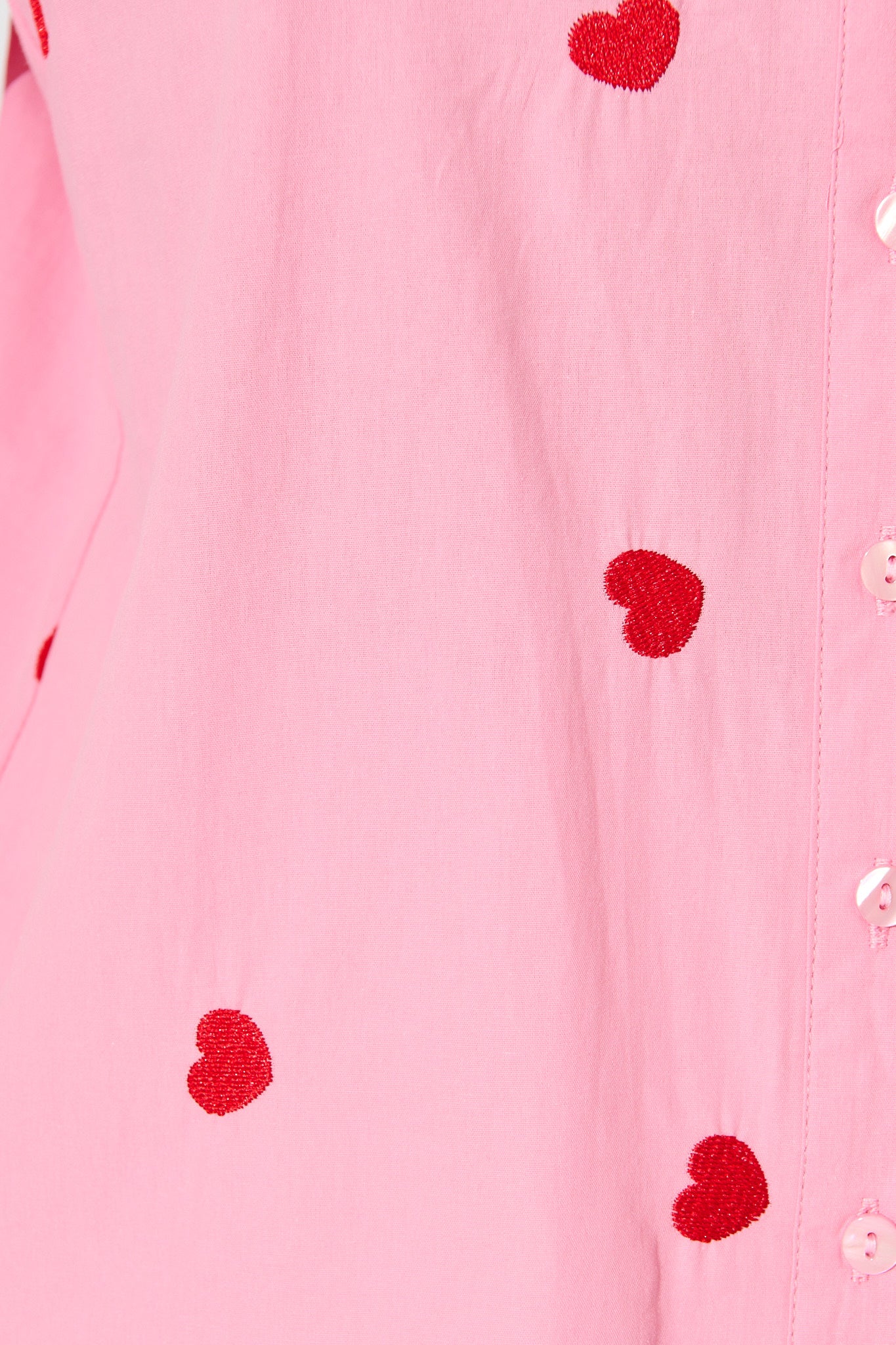 Amore Heart Shirt in Pink with Red Heart Embroidered Cotton - Image 7