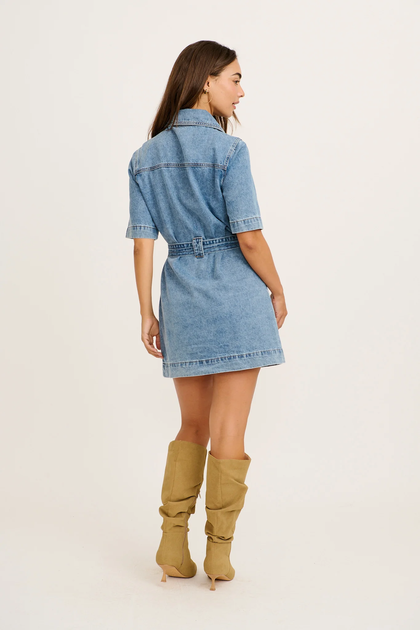 Amoret Shirt Dress in Mid Blue Denim - Image 9