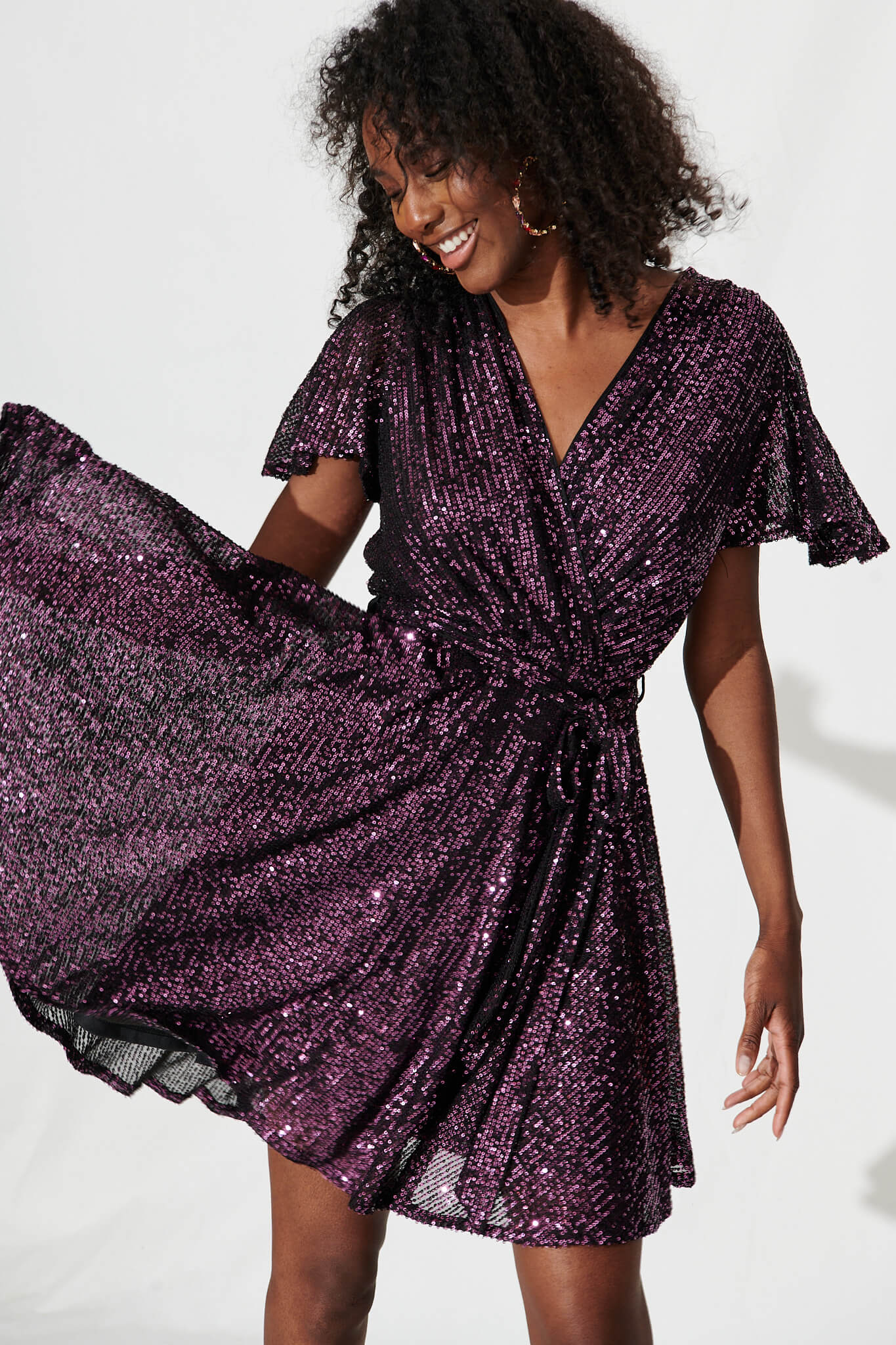 Amoretto Dress In Wine Sequin - Image 6