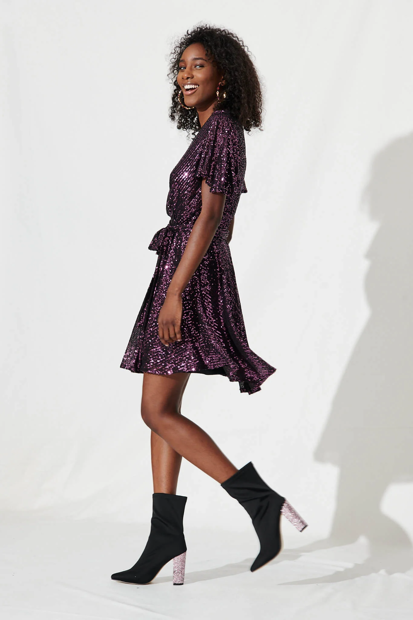 Amoretto Dress In Wine Sequin - Image 8