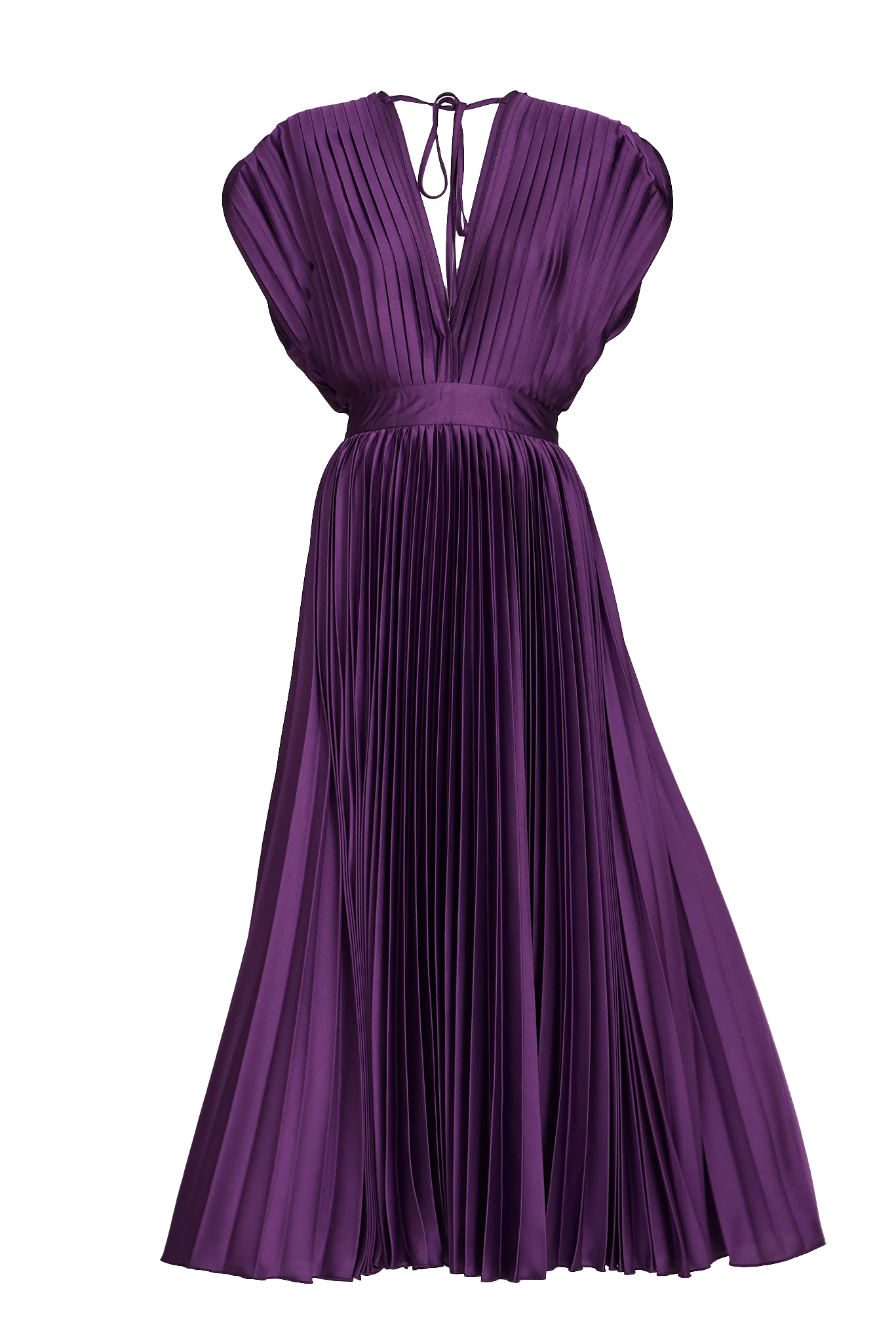 Anetta Midi Dress In Pleated In Purple Satin - Image 9