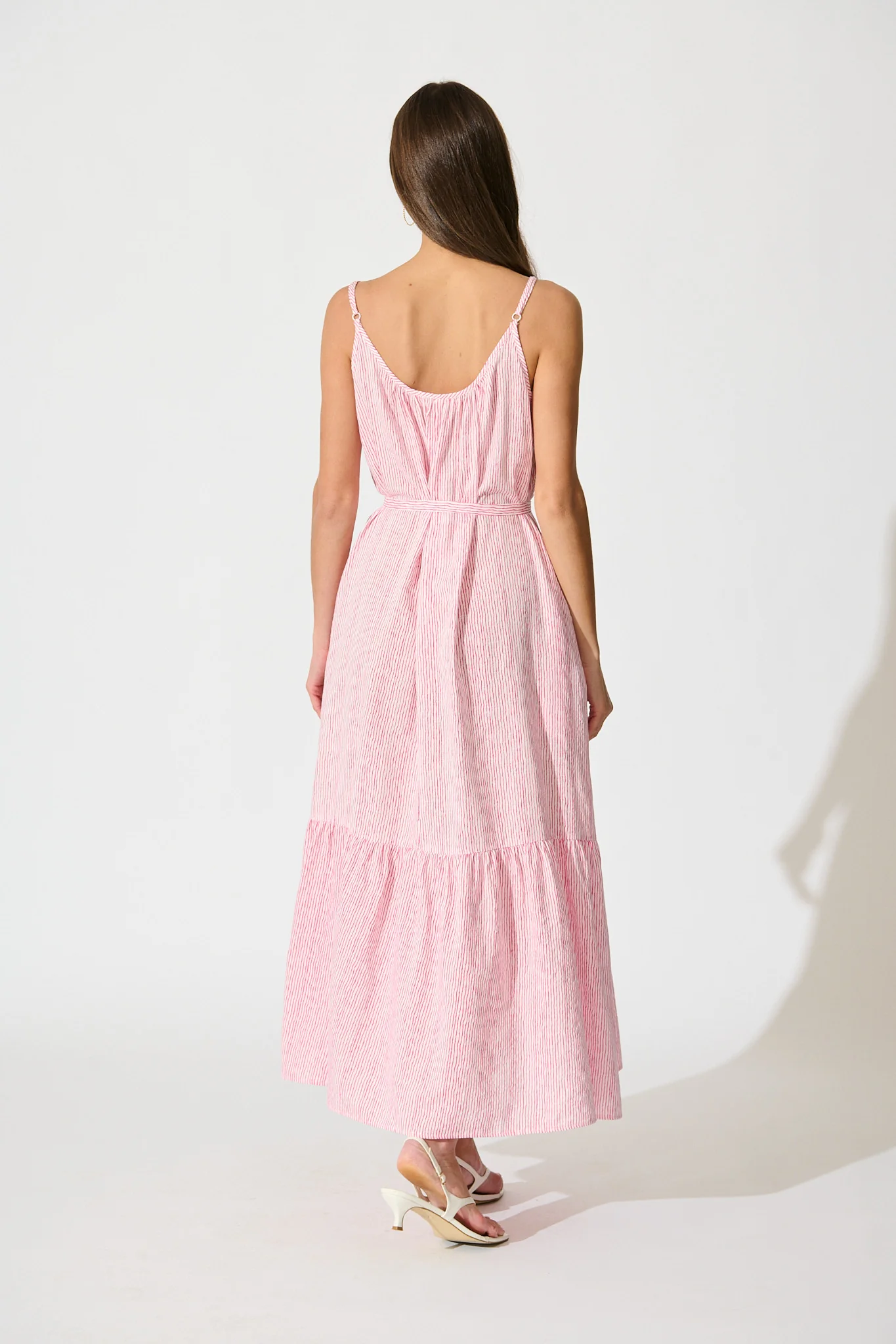 Anisa Maxi Sundress in Pink Stripe Cotton - Image 4