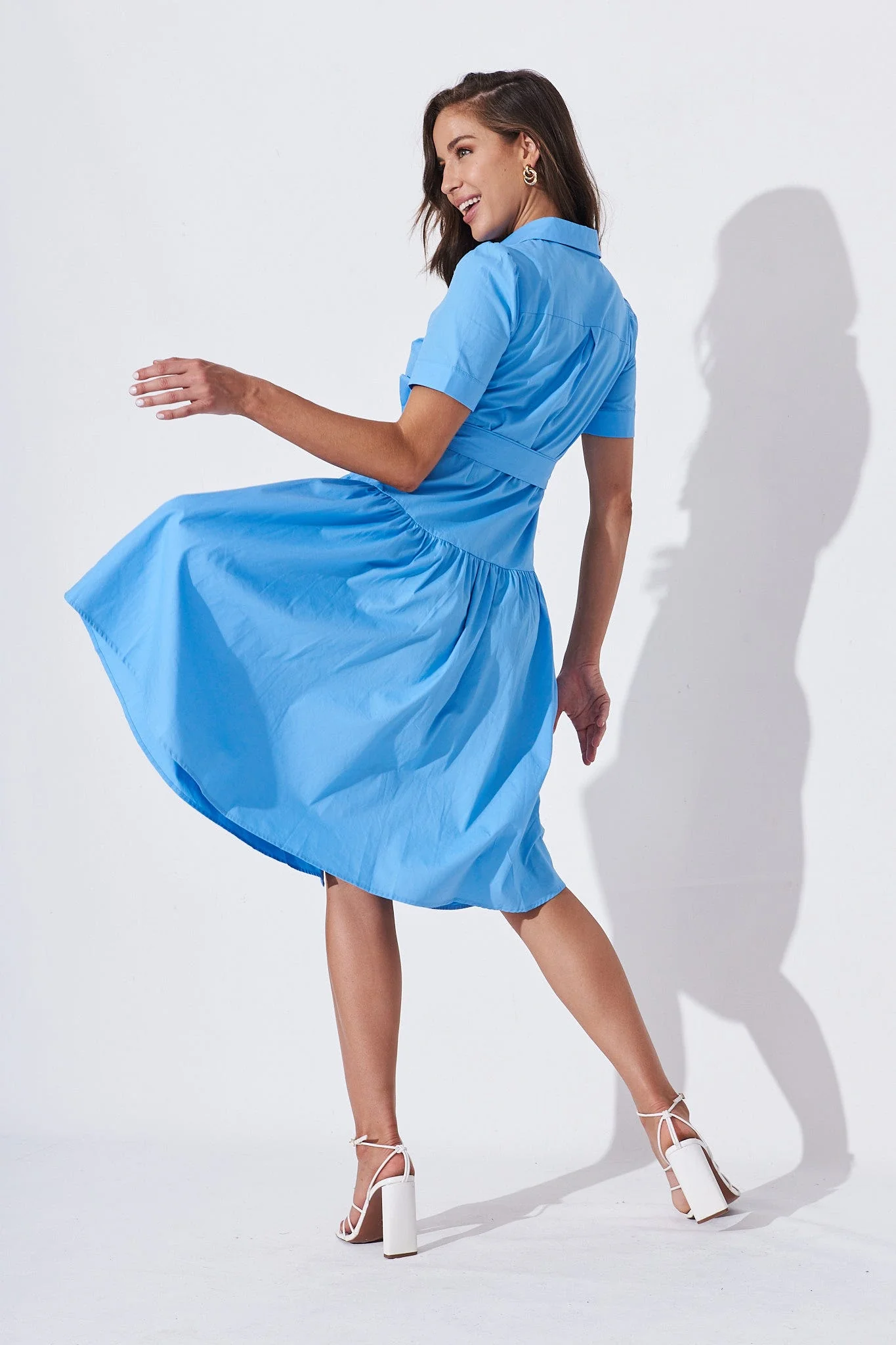 Annmarie Midi Shirt Dress In Blue - Image 4