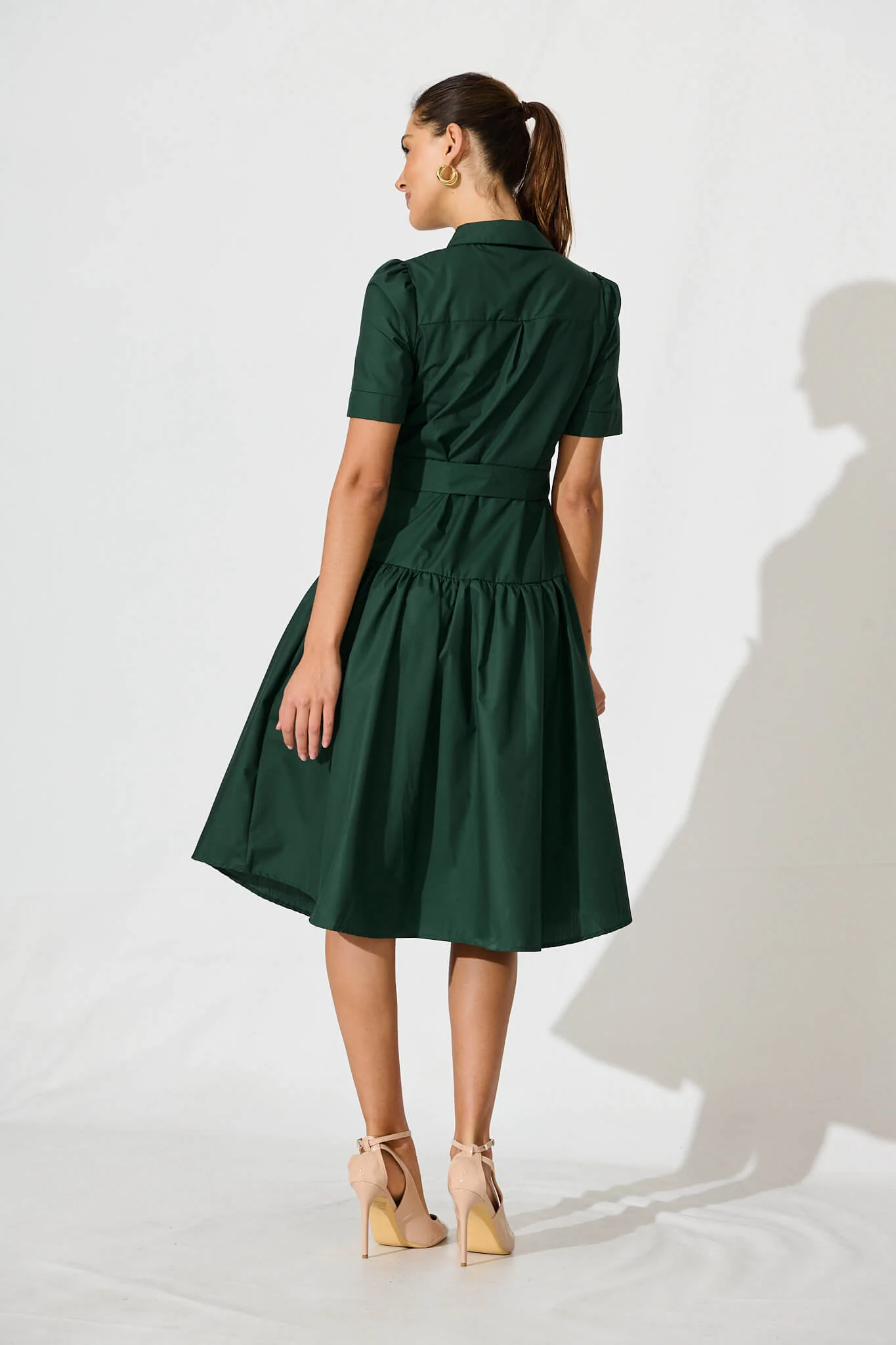 Annmarie Midi Shirt Dress In Emerald - Image 4