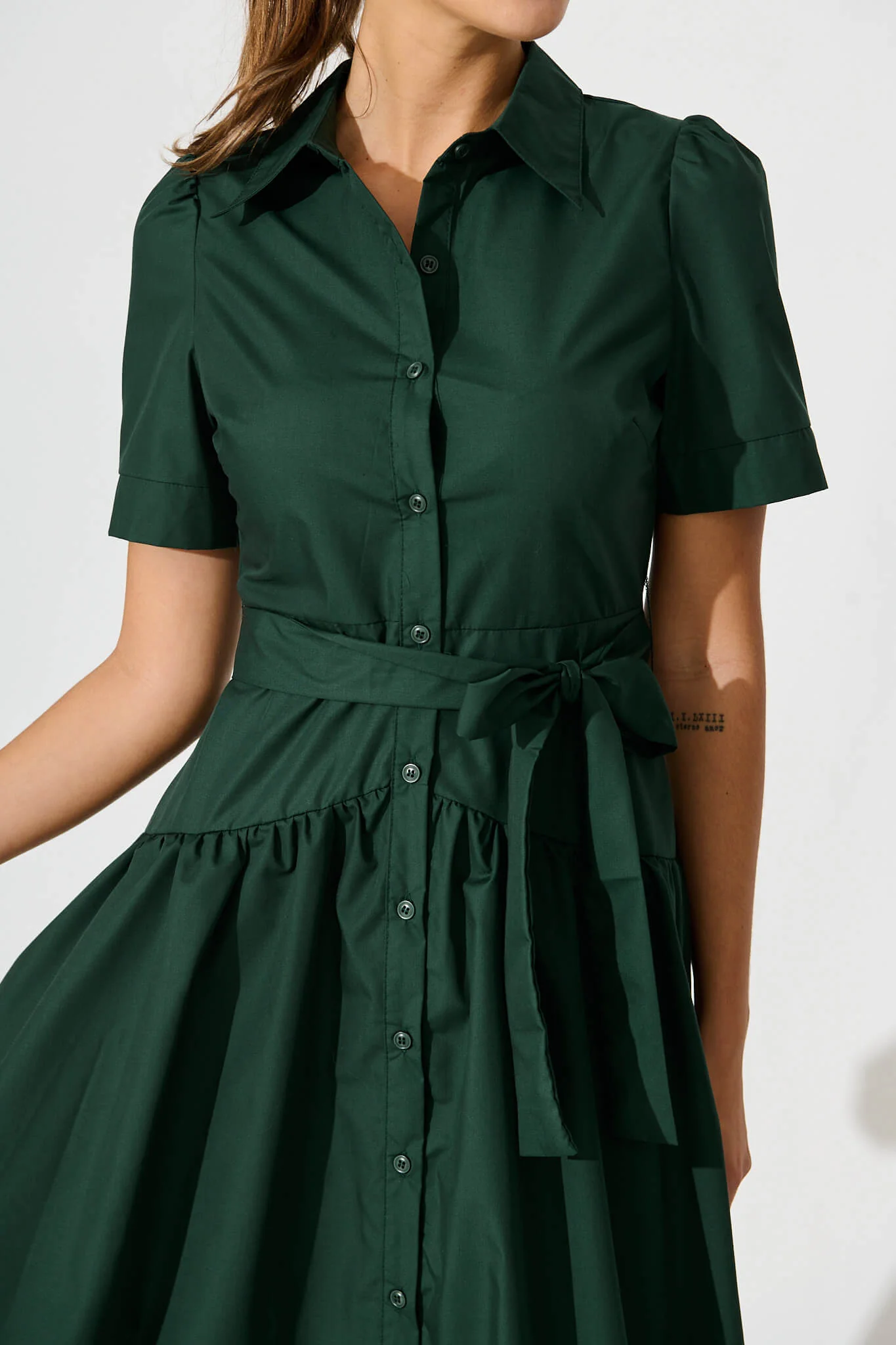 Annmarie Midi Shirt Dress In Emerald - Image 5