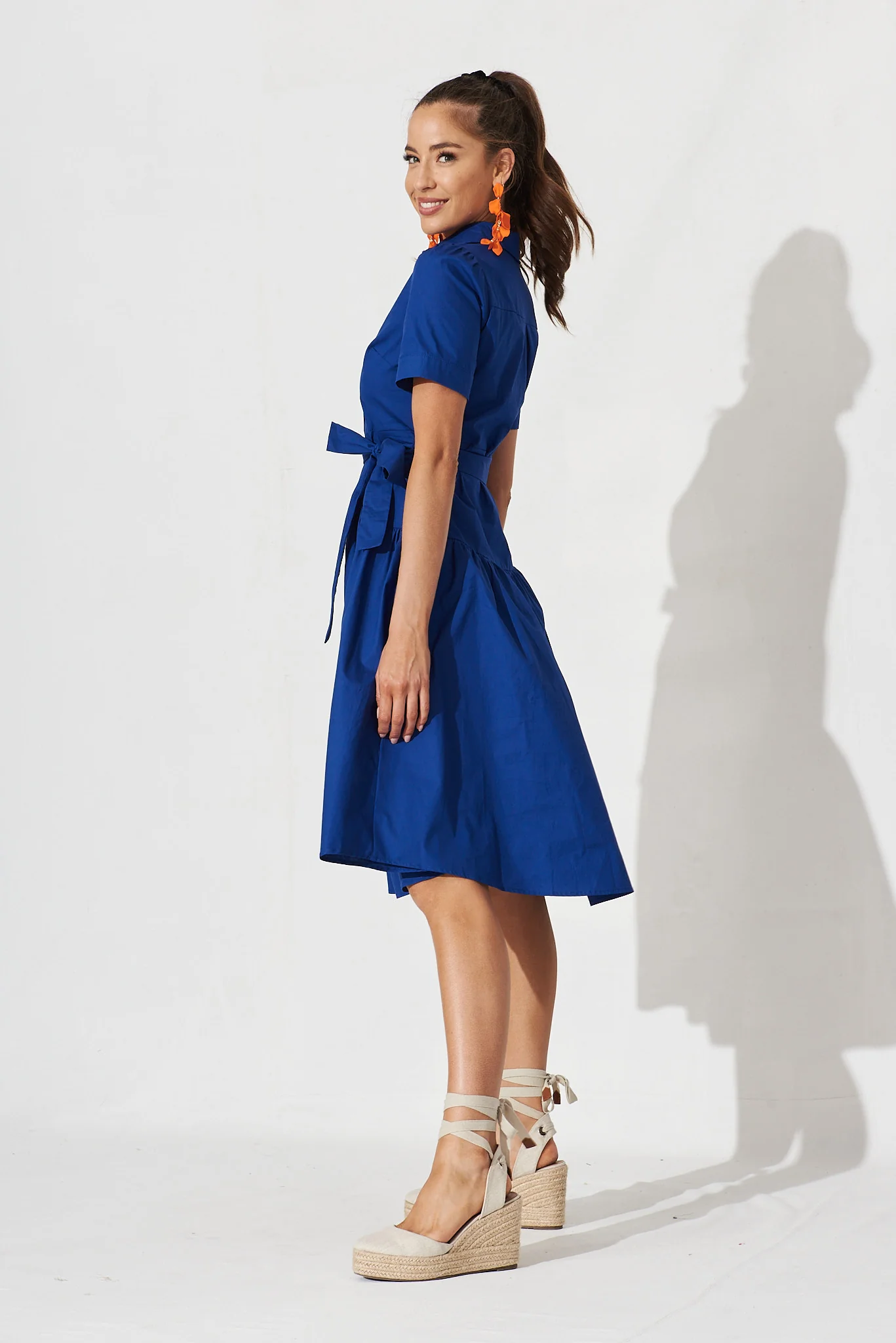 Annmarie Midi Shirt Dress In Royal Blue - Image 3