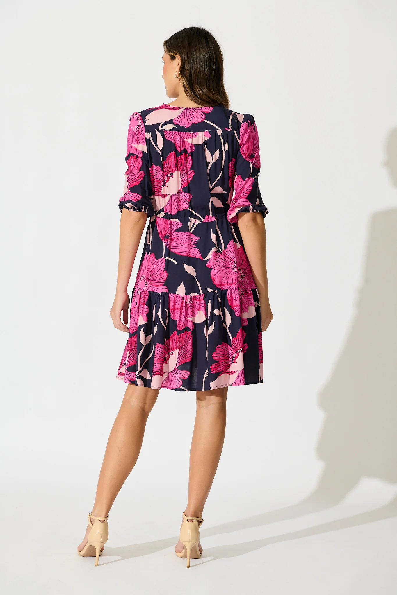 Apollo Dress in Navy with Pink Floral - Image 4