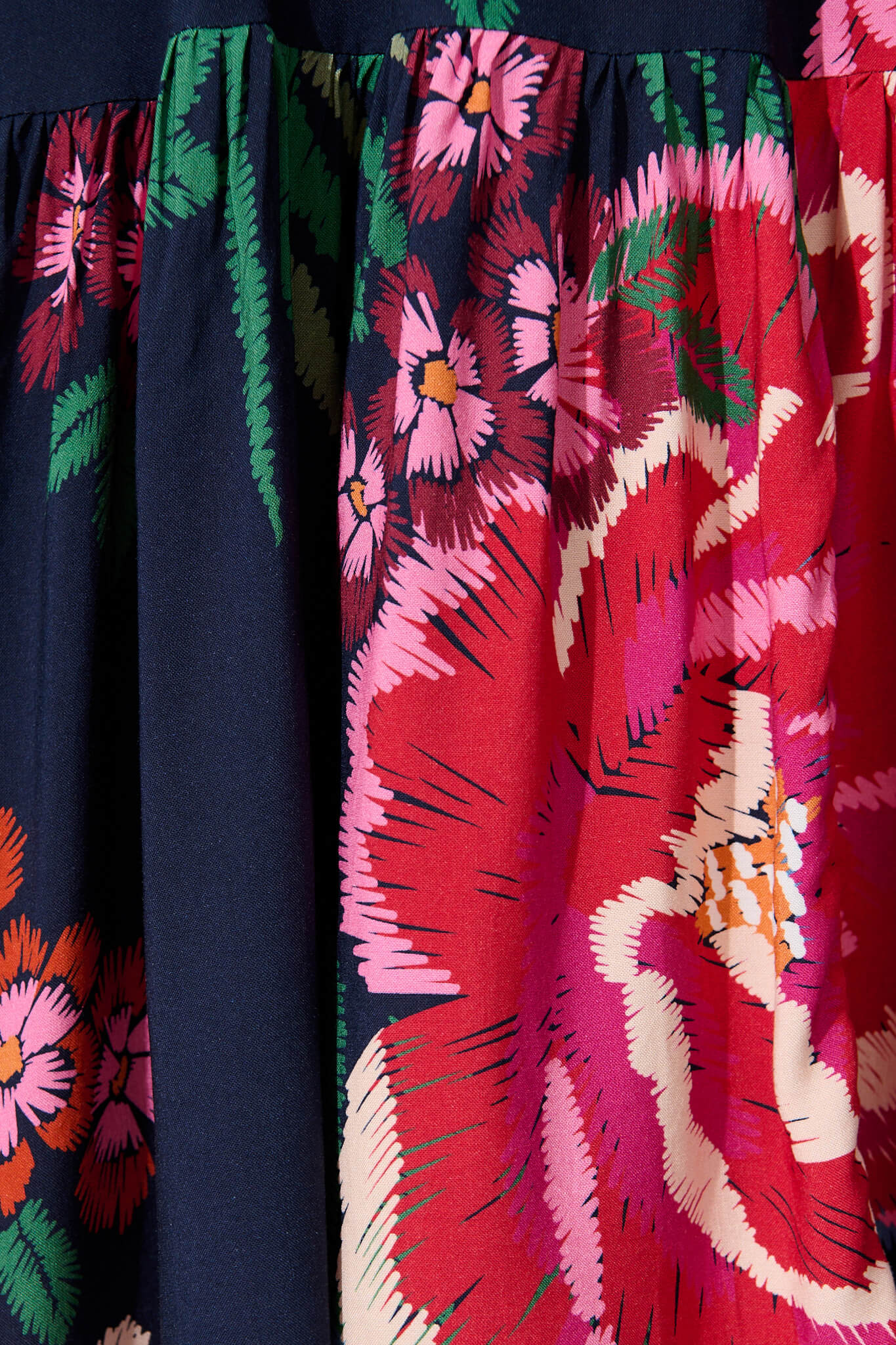 Apollo Dress In Navy With Red Floral Print - Image 6