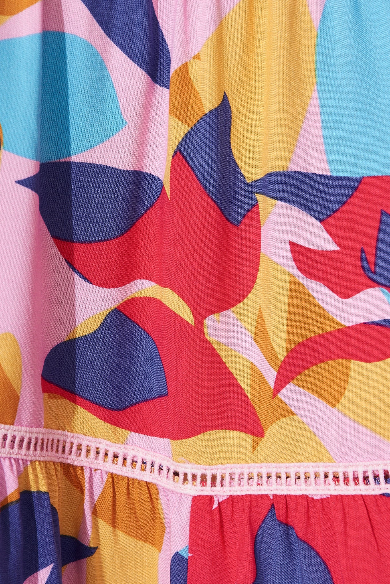 Aquarius Midi Dress In Bright Multi Leaf Print - Image 7