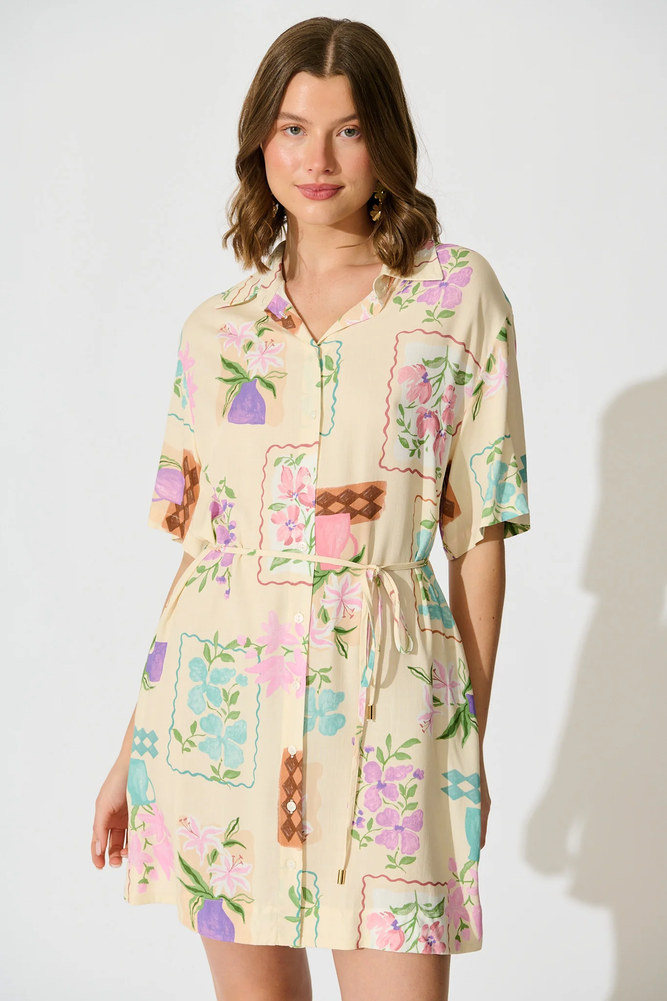 Arabella Garden Shirt Dress in Multi Conversational Print - Image 4