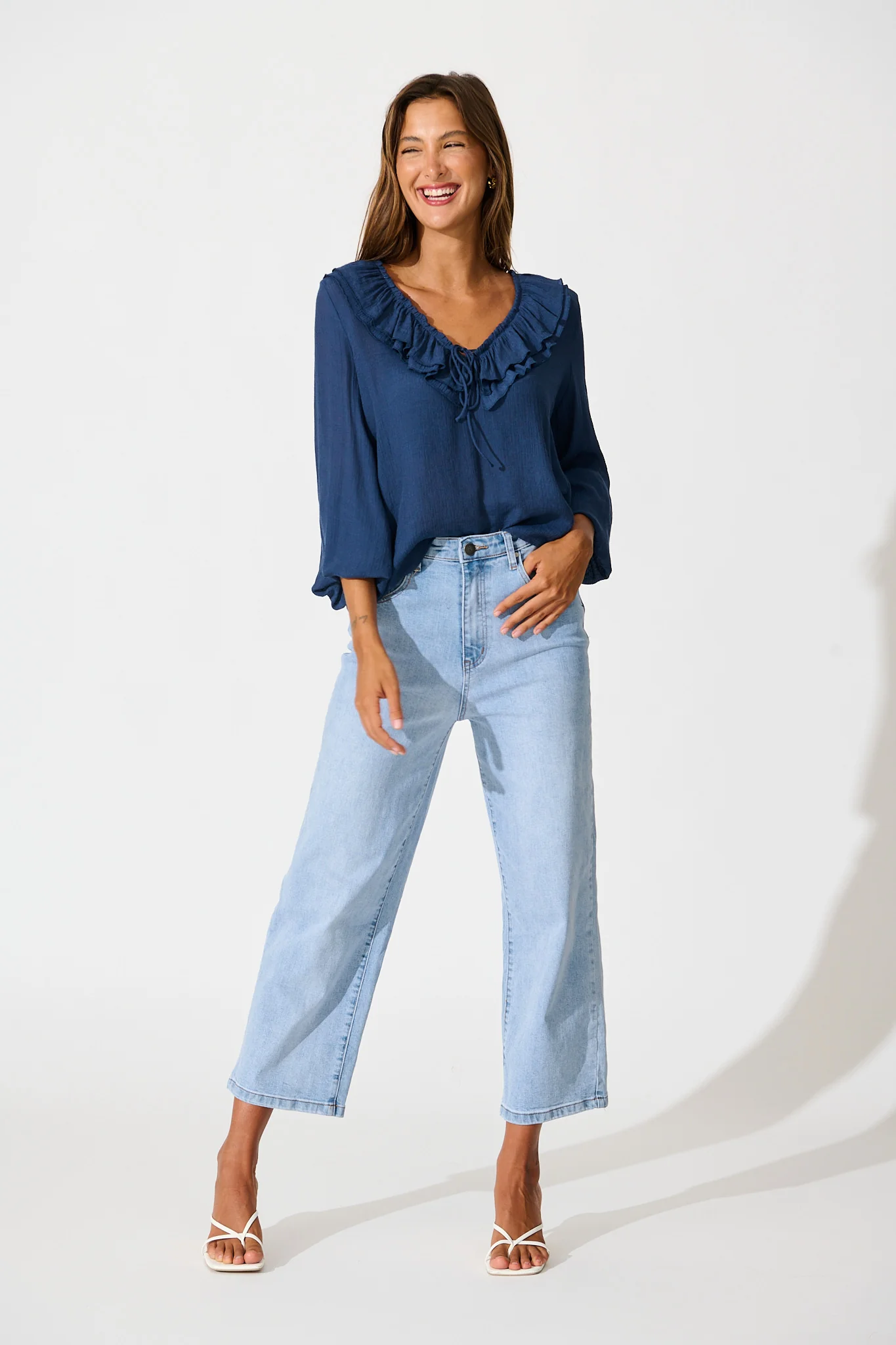 Ariella Top in Navy Cotton Blend - Image 4