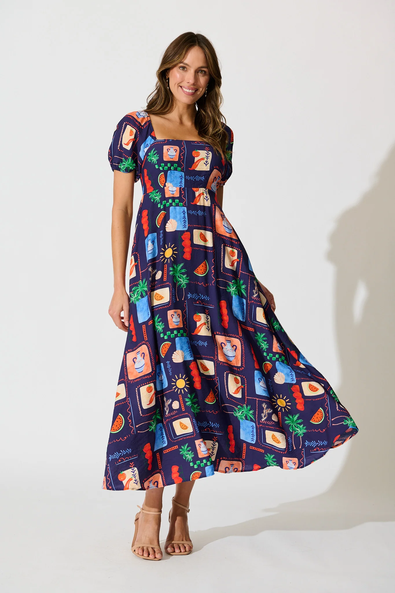 Arien Maxi Dress in Navy Multi Print